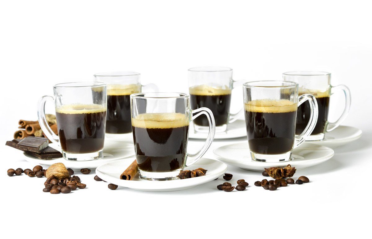 Porzellan Glas Mokkatassen, Sendez Kaffeegläser 12tlg Espressotasse mit Teller Espressotassen