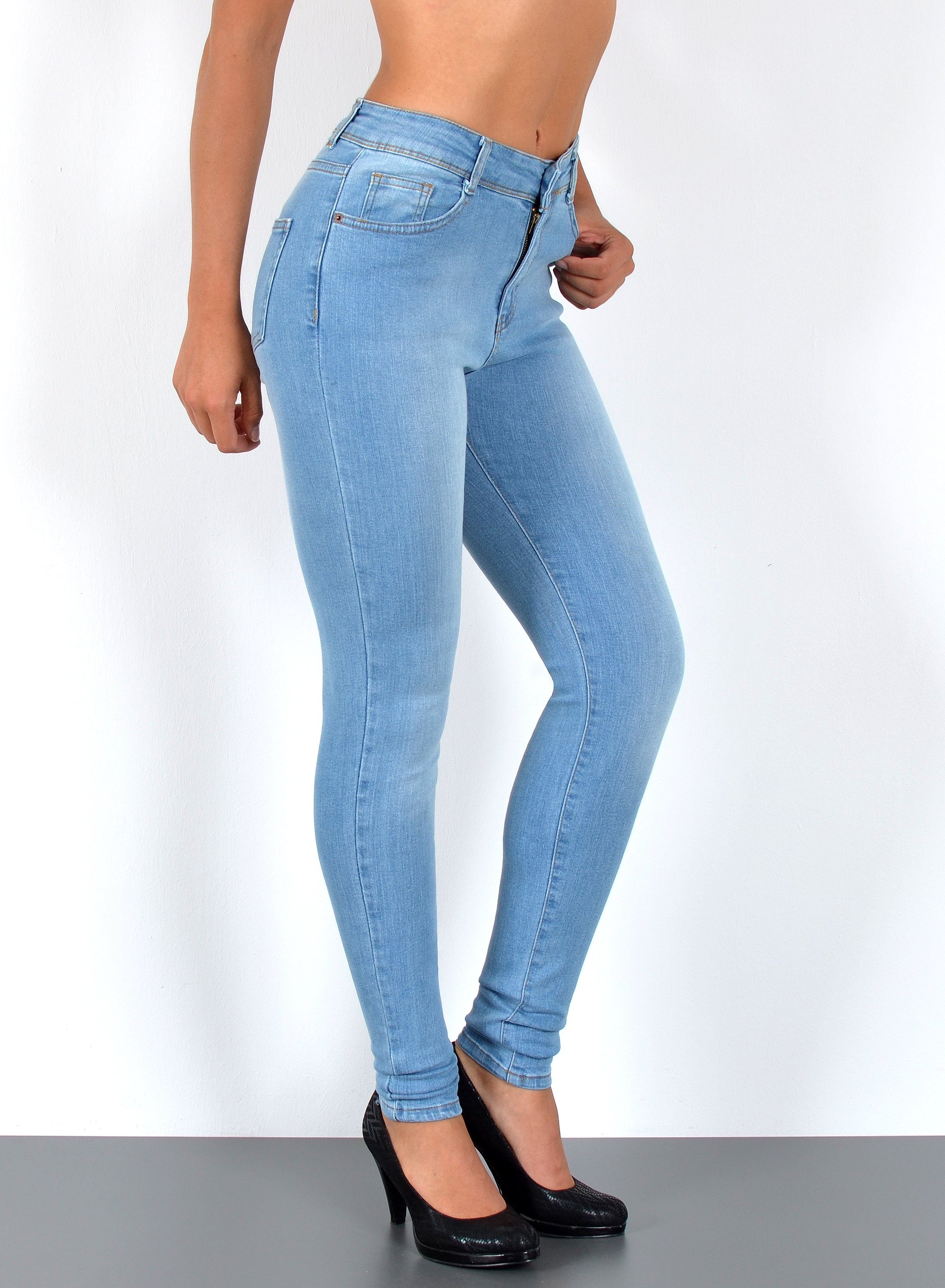ESRA Skinny-fit-Jeans S500 High Waist Skinny Jeans Damen Röhrenjeans Hose S günstig online kaufen