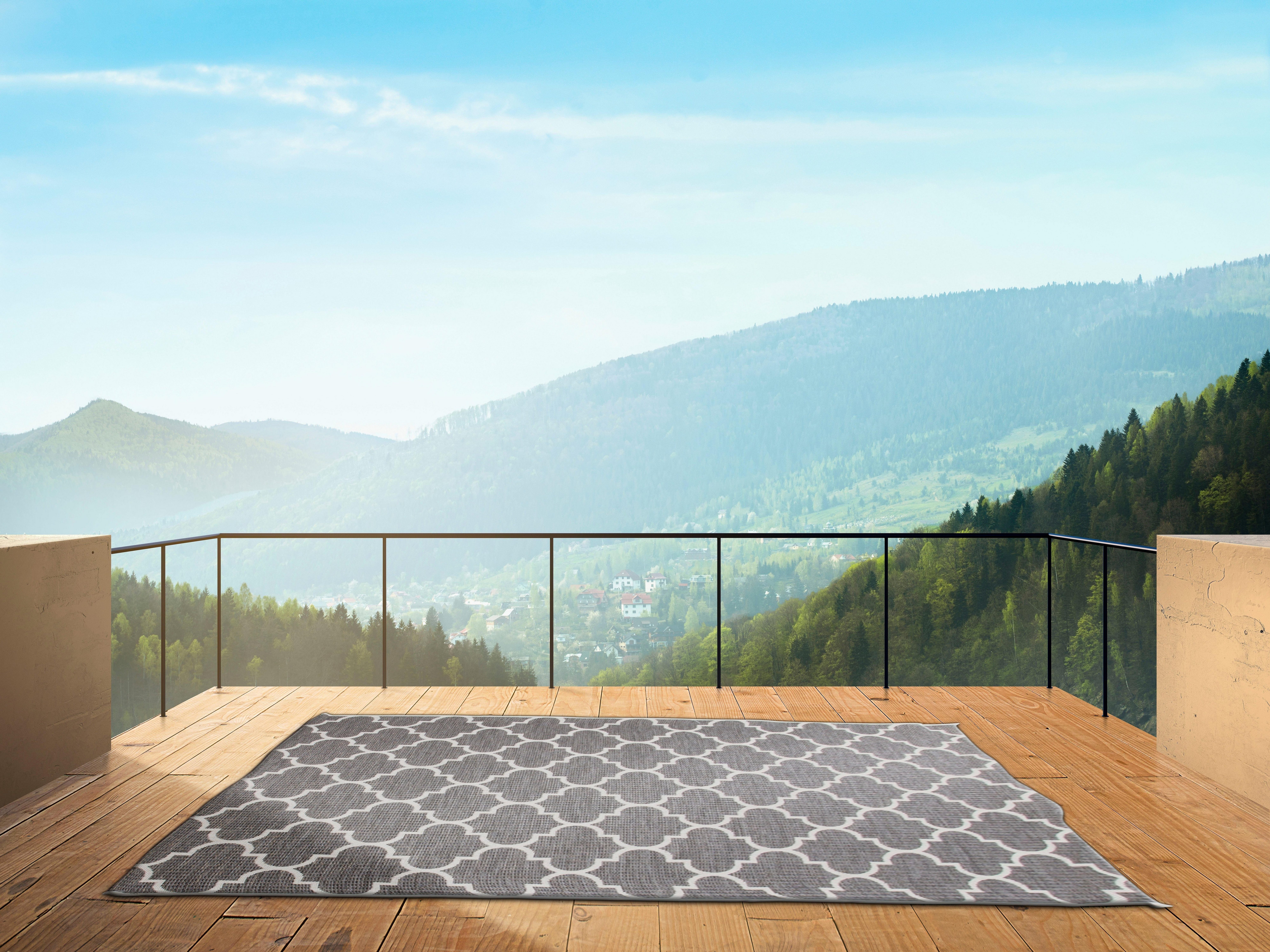 Teppich Valon, andas, rechteckig, 7 geeignet, grau Outdoor und Indoor mm, Höhe: Wohnzimmer