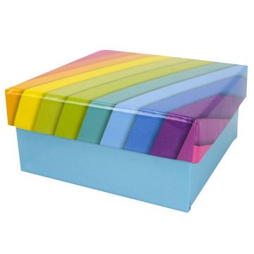 Out of the Blue Stapelbox Geschenkkartons 8 verschiedene Größen Set in hellblau mit Regenbogen, mit abnehmbaren Deckel