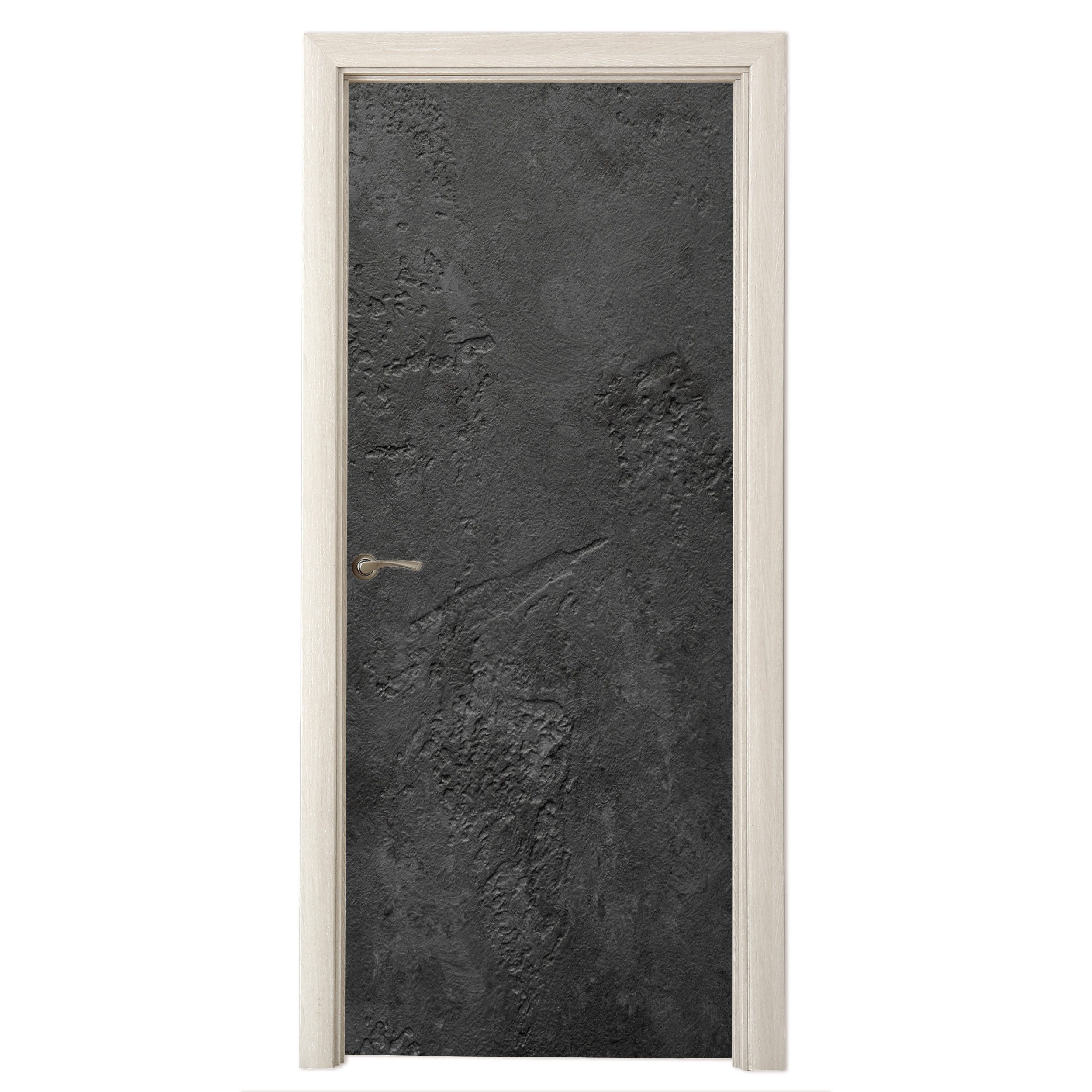 MuchoWow Türtapete Beton - Strukturiert - Industriell - Schwarz - Grau, Matt, bedruckt, (1 St), Selbstklebende Tapete, Folie für Möbel, 70x215 cm