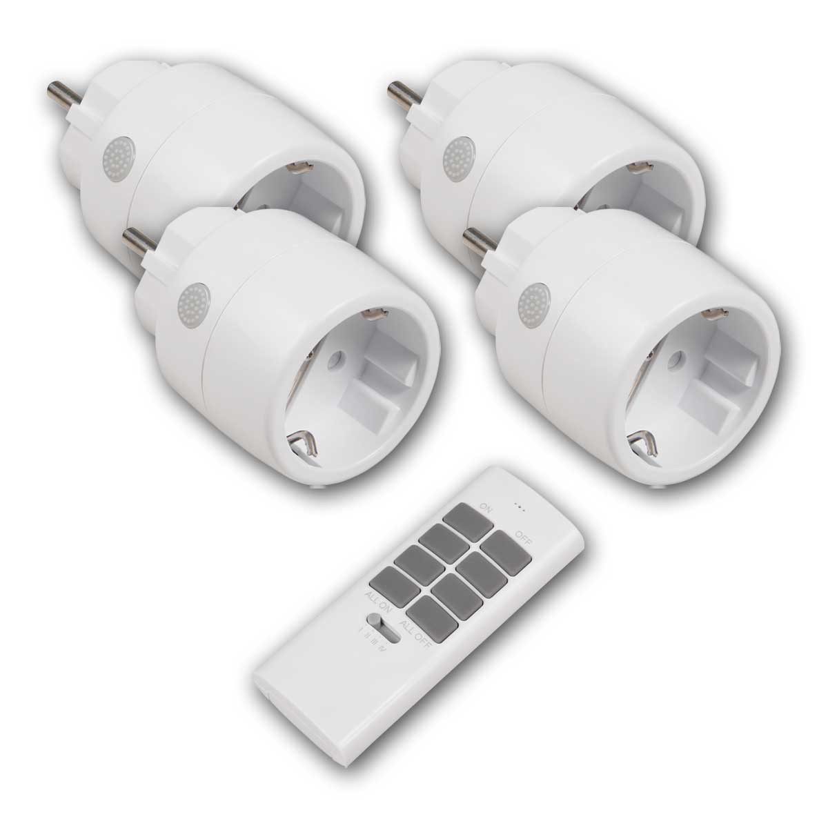 McPower Funksteckdose Funk-Steckdosen-Set "COMFORT" 230V weiß 4 Stk + FB