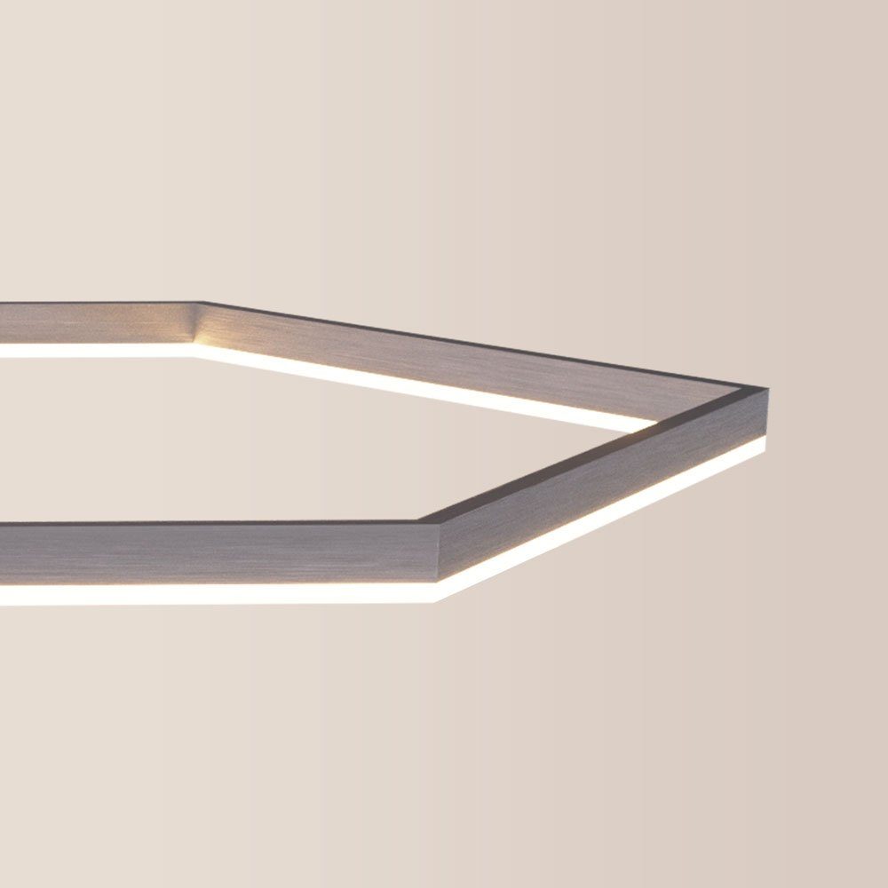 s.luce Deckenleuchte LED Deckenlampe Hexa flach modern eckig Aluminium, Warmweiß