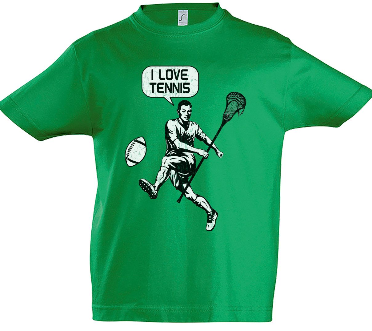 Print-Shirt I Love Tennis Kinder T-Shirt American Soccer Football Fußball Fasching