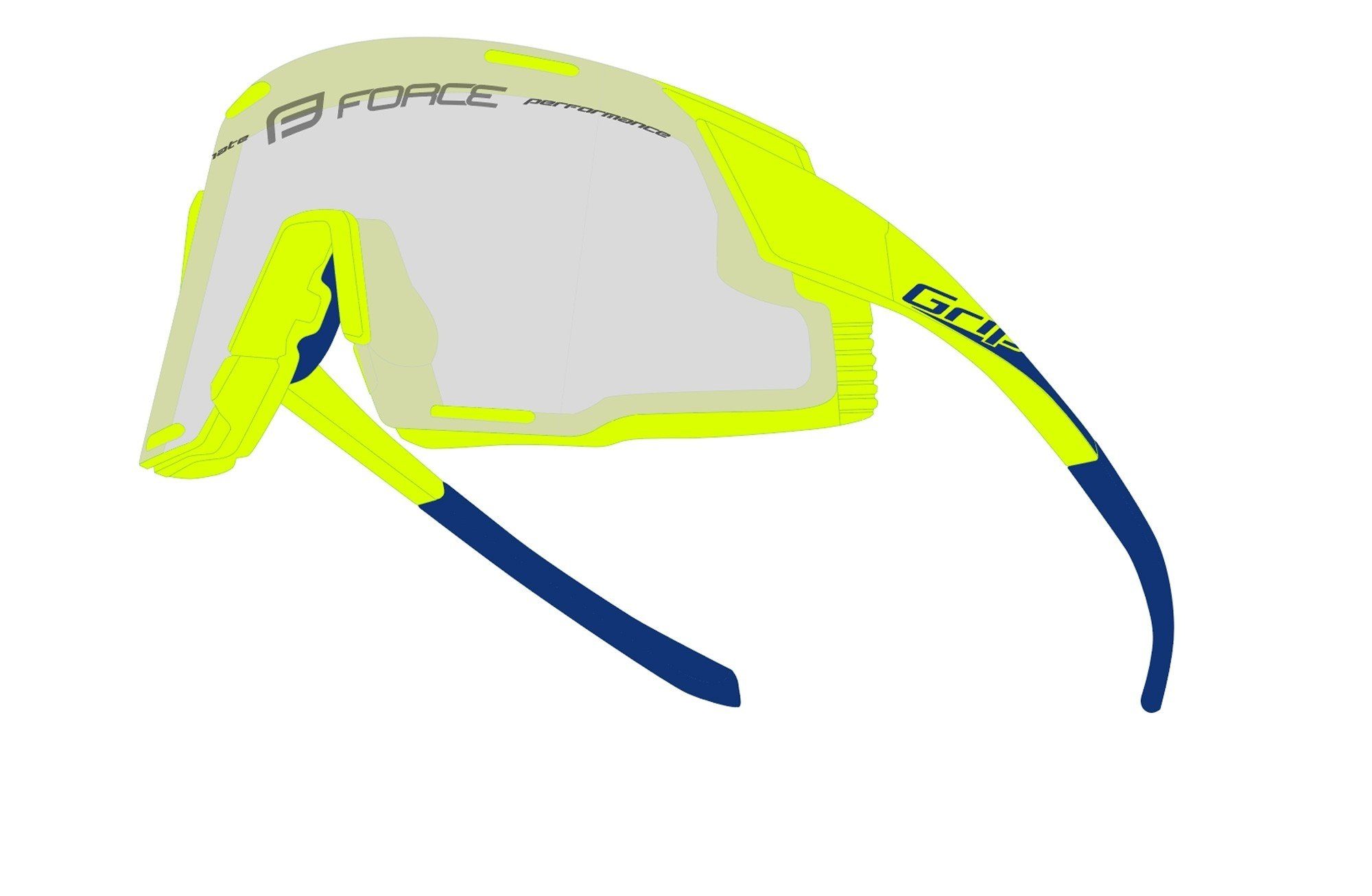 F FORCE fluo - blau Fahrradbrille Sonnenbrille GRIP
