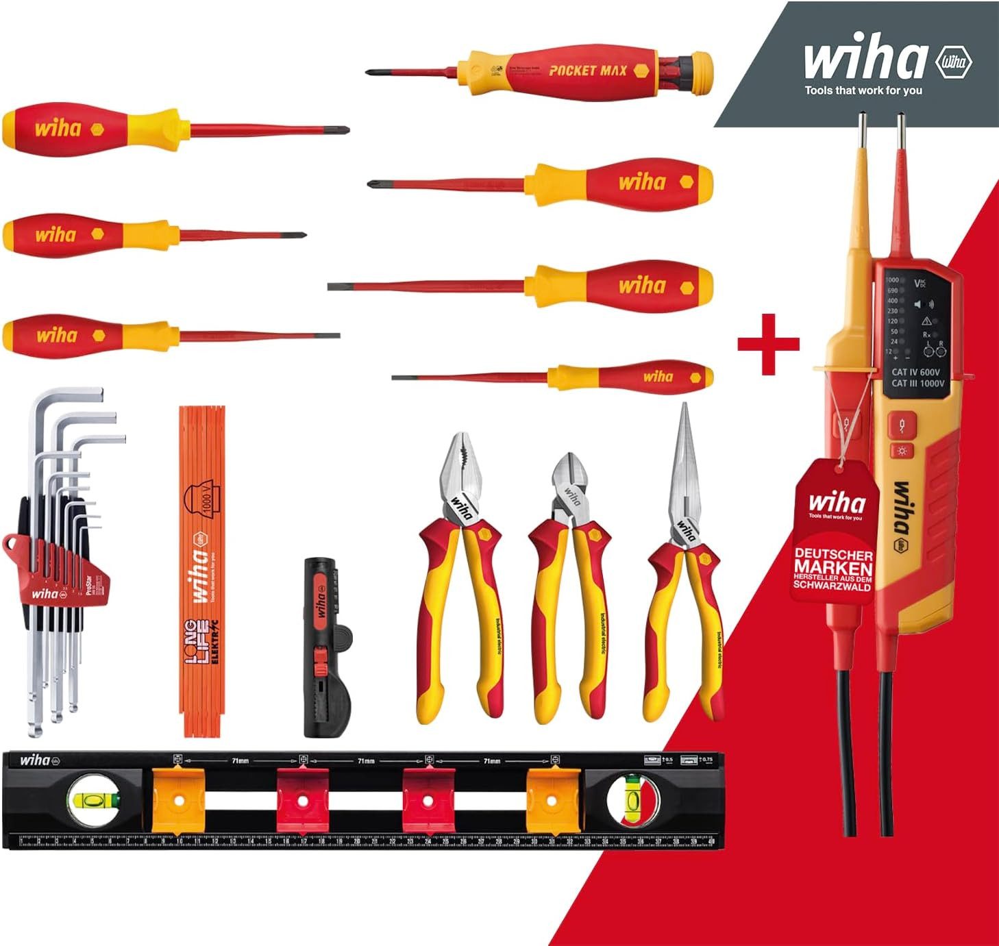 Wiha Werkzeugtasche (45748), inkl. Wiha Spannungs- und Durchgangsprüfer