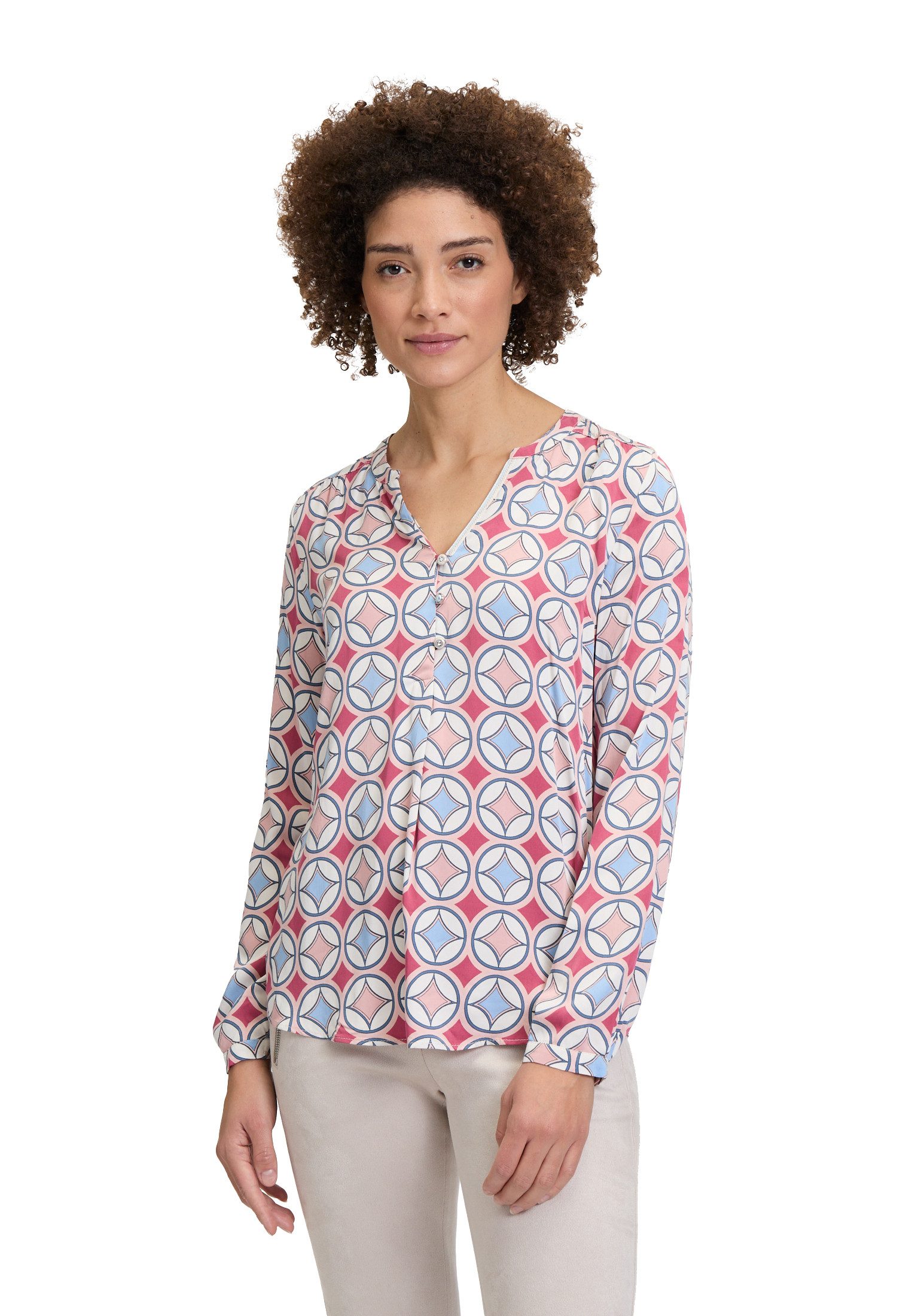 Schlupfbluse Cartoon Casual-Bluse mit Knöpfen