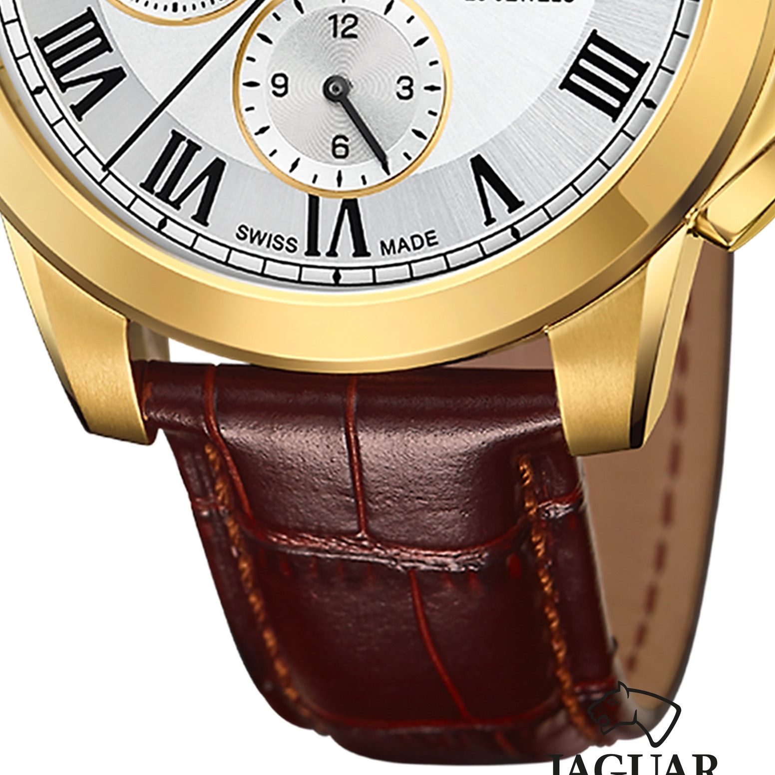 JAGUAR Automatikuhr Jaguar Herrenuhr Leder braun Jaguar Le, (Chronograph), Herren Armbanduhr rund, Lederarmband braun
