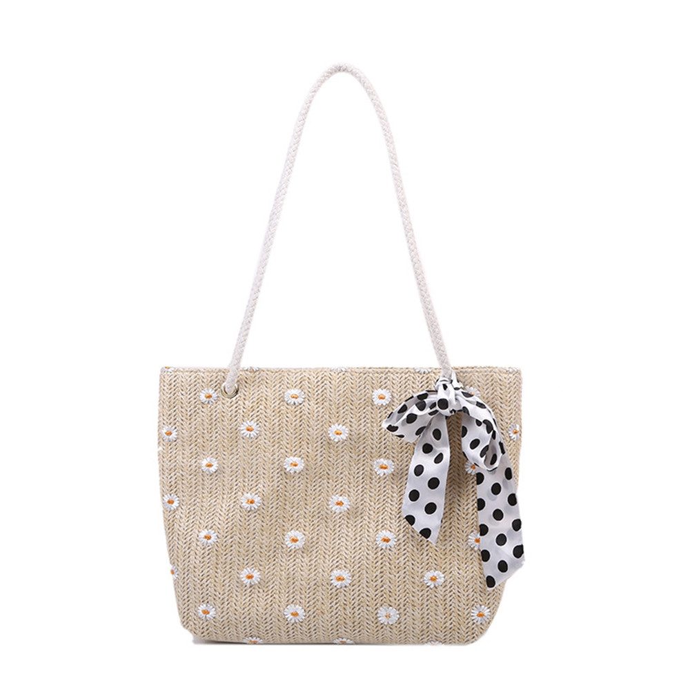 Zaewry Strandtasche Boho Schultertasche für Damen, Gewebte Strandtasche, für Damenreisen und Urlaub