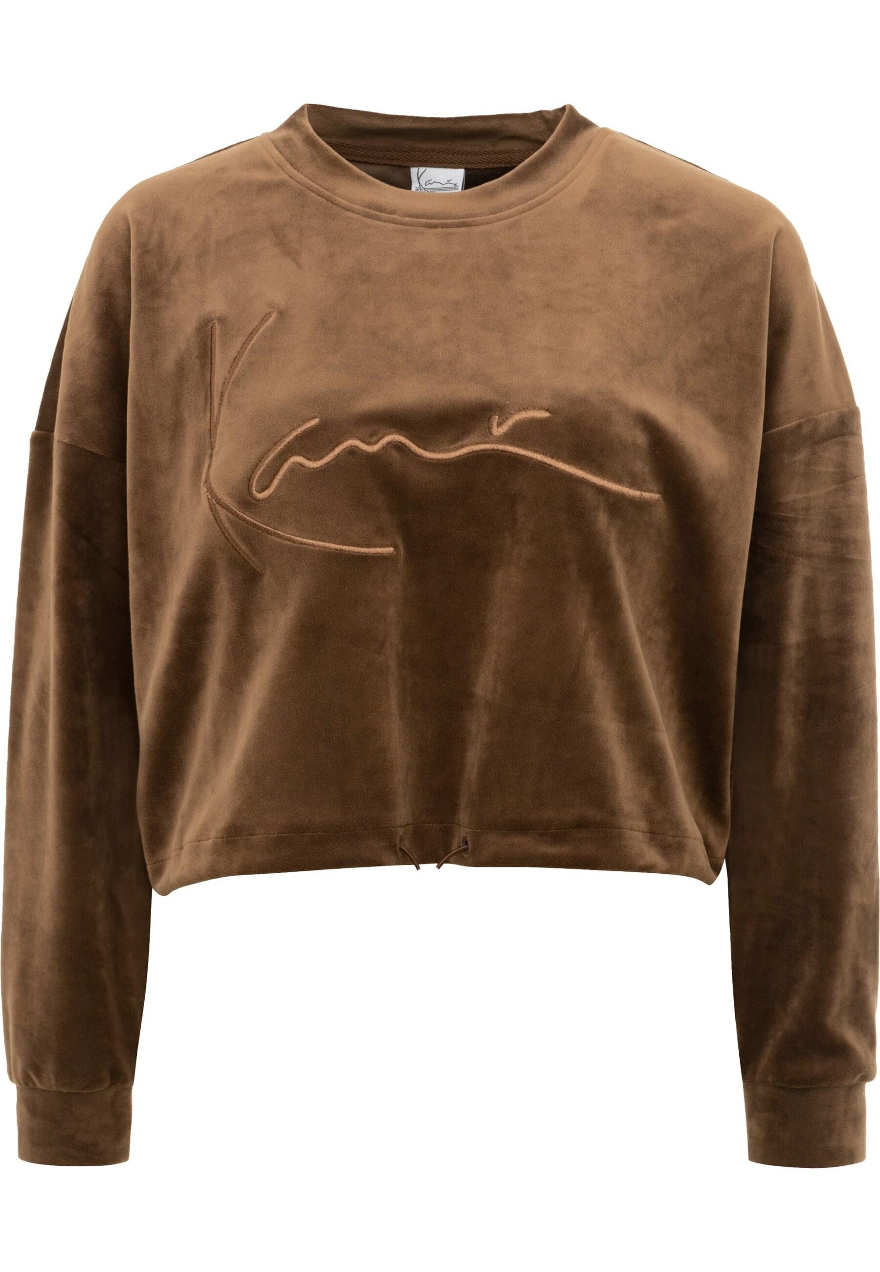 Karl Kani Sweater Karl Kani Damen KW214-045-1 Signature Velvet Crop Crew brown (1-tlg)