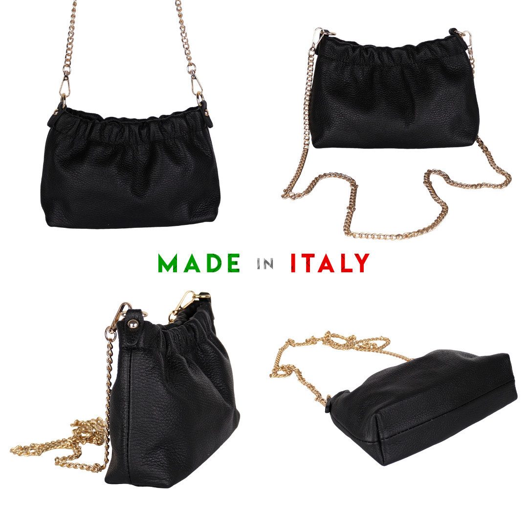 MIRROSI Umhängetasche Damen Crossbody Bag, Echtleder Made In Italy, ca. 25x15x7cm