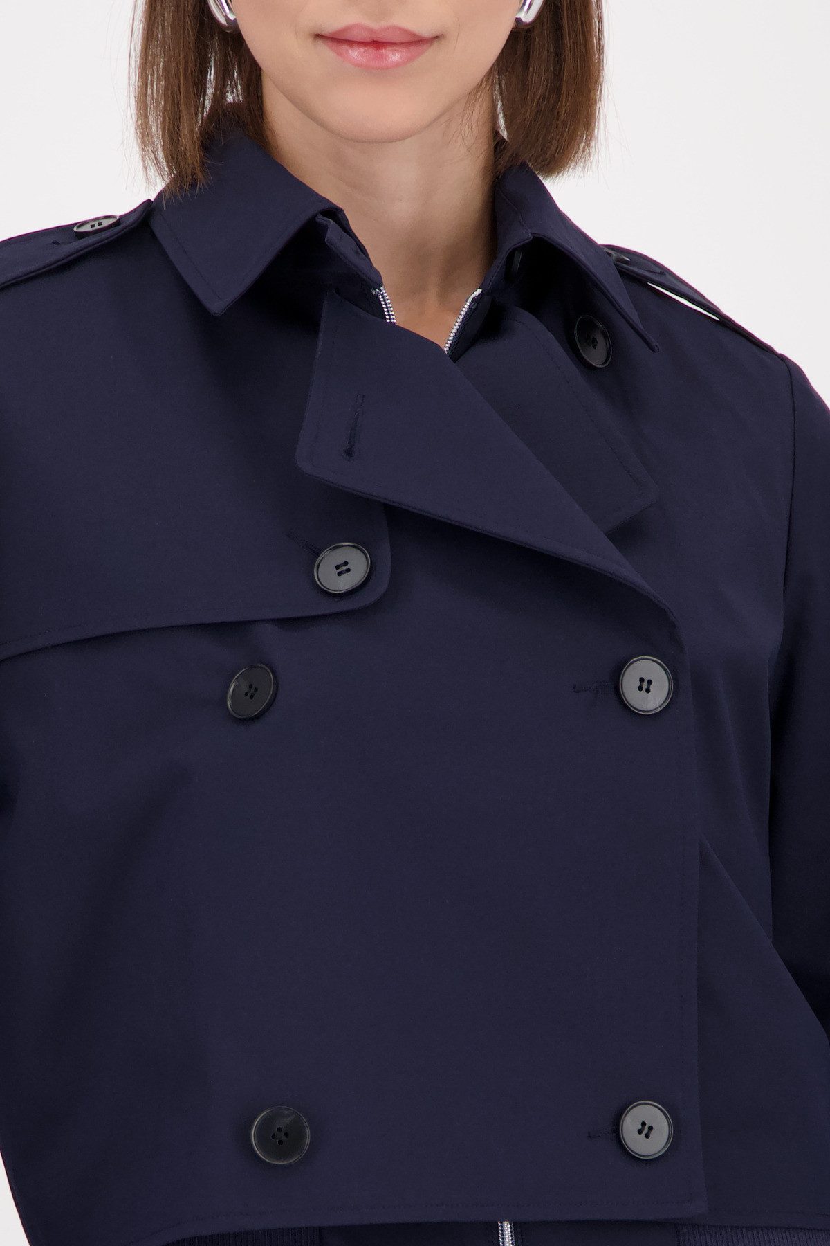 Monari Kurzjacke Jacke Trench kurze Form, Regular Fit, typische Schulterklappen
