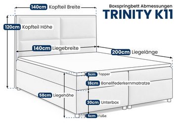 Best for Home Boxspringbett Trinity K11, mit Bettkasten und Topper