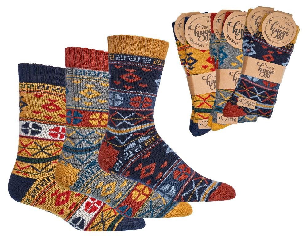 FussFreunde Socken 2 Paar Hygge Wollsocken, kuschelige Norwegersocken für Damen & Herren (2 Paar) schwere Frotteequalität, Spitze und Ferse verstärkt