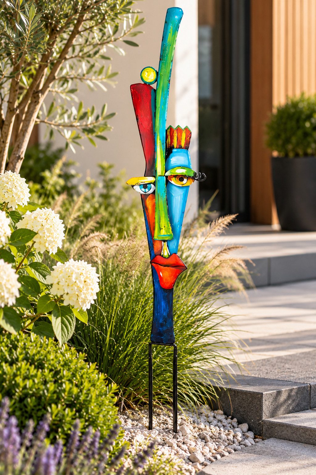 GILDE Gartenstecker Alta Fronte Gartenstecker – Metall Gesichtsdesign, Bunt (1-St), Garten Kabeladapter
