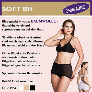 Miss Perfect Bügelloser BH 9954 Soft BH ohne Bügel aus Baumwolle mit Spitzenborte