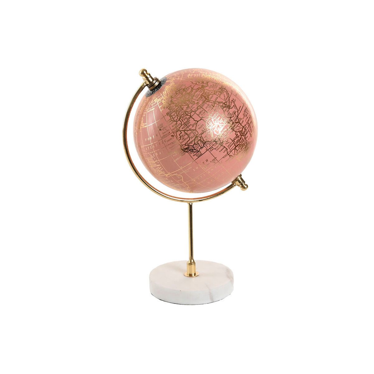Bigbuy Globus Globus Deko-Figur SanLove Weiß Rosa Gold stilvolles Wohnaccessoire für