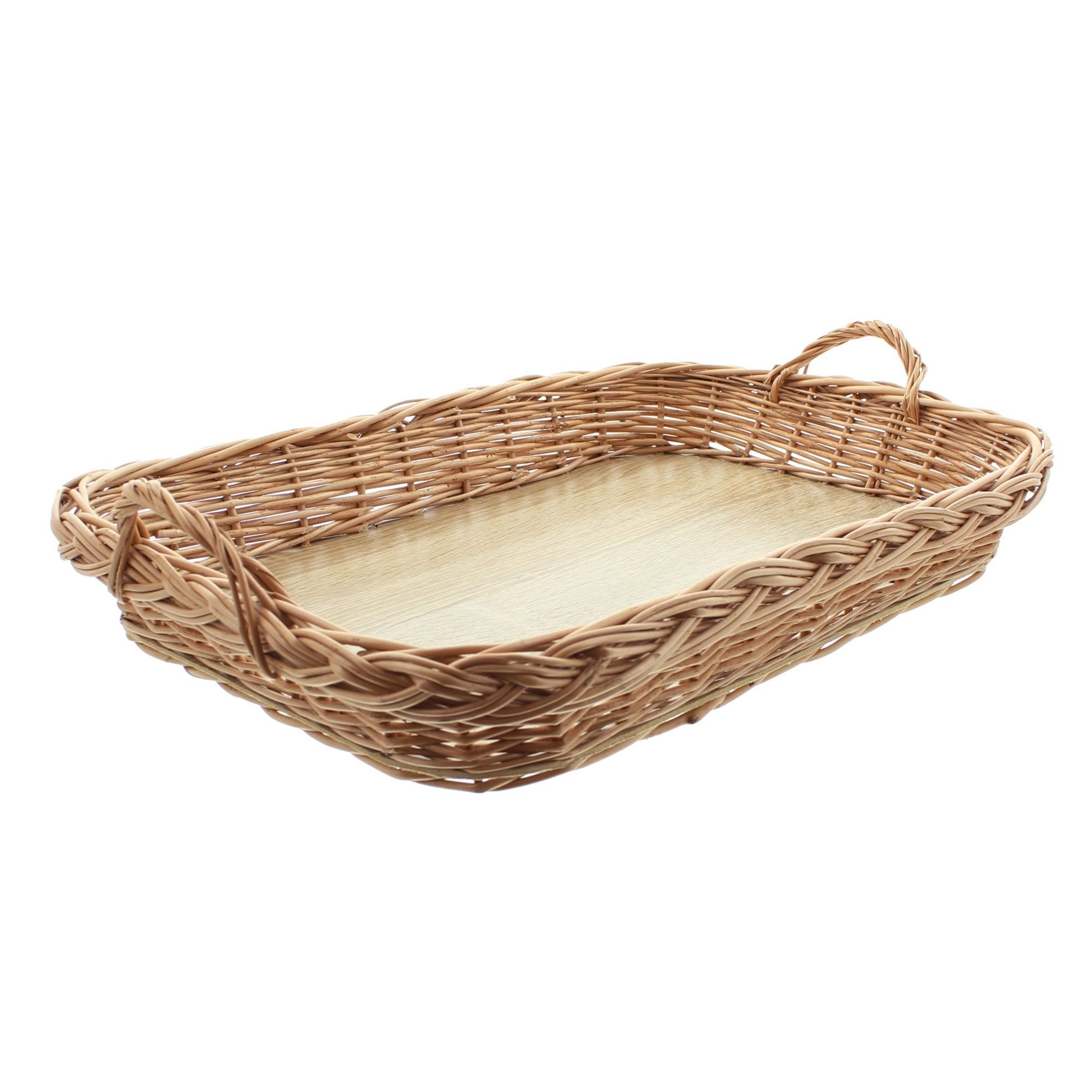 Frank Flechtwaren Tablett, Holz, Tablett Weidengeflecht
