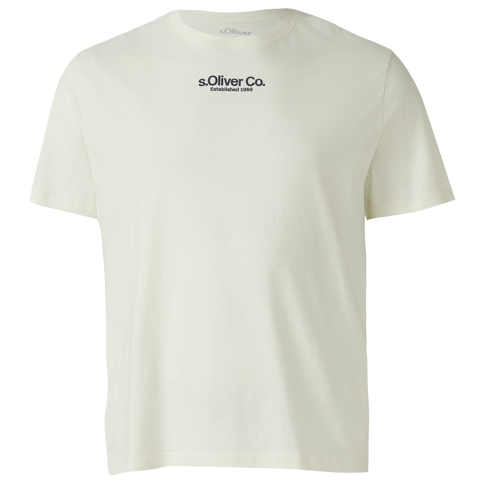 s.Oliver Rundhalsshirt s.Oliver Übergrößen Basic-T-Shirt weiß Logoprint