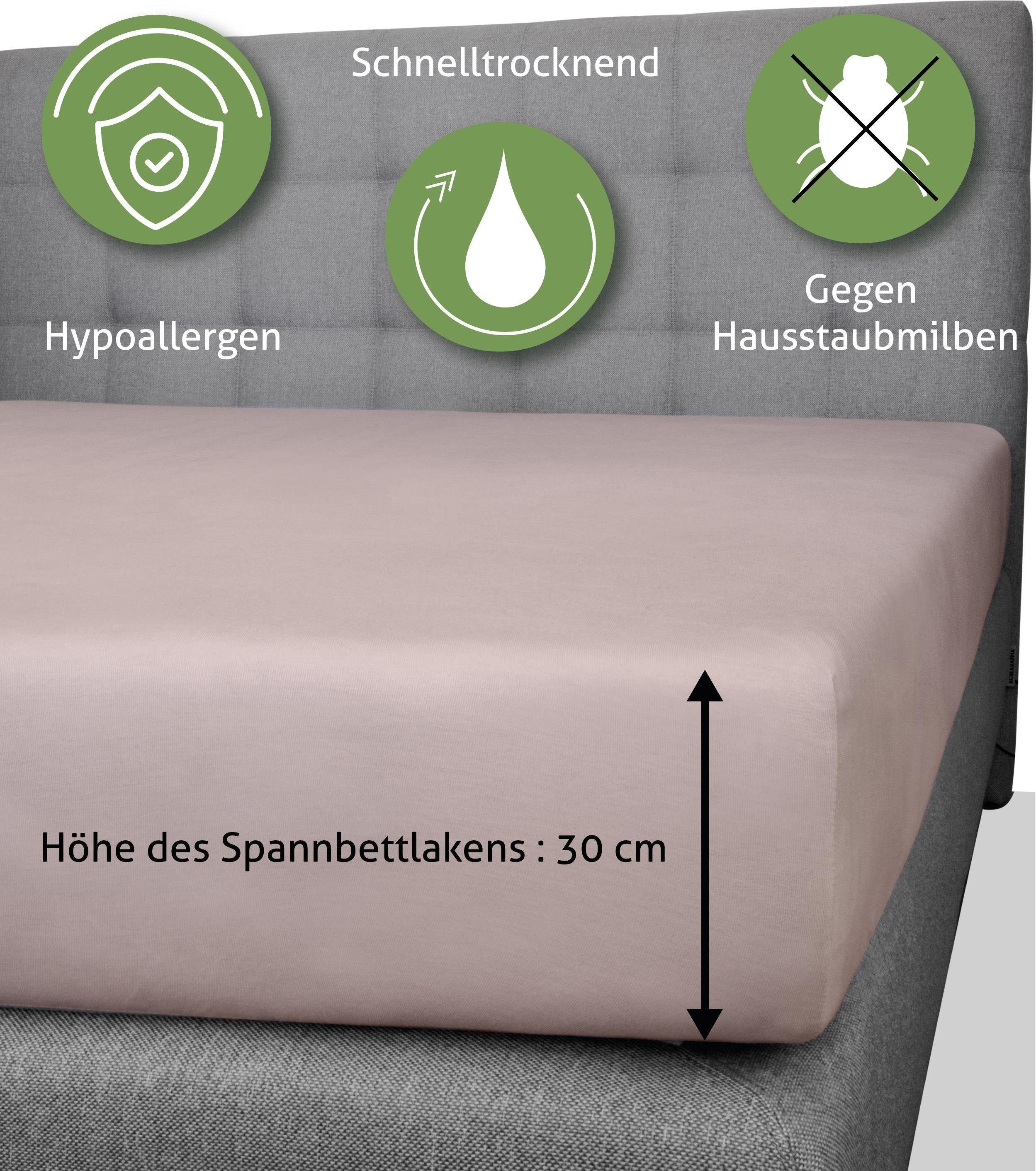 Aspero Spannbettlaken Spannbetttuch, Interlock, Gummizug: rundum, Kühlendes Bettlaken aus 100 % weicher Bambusfaser und 35 cm Steghöhe – Bild 4 von 5