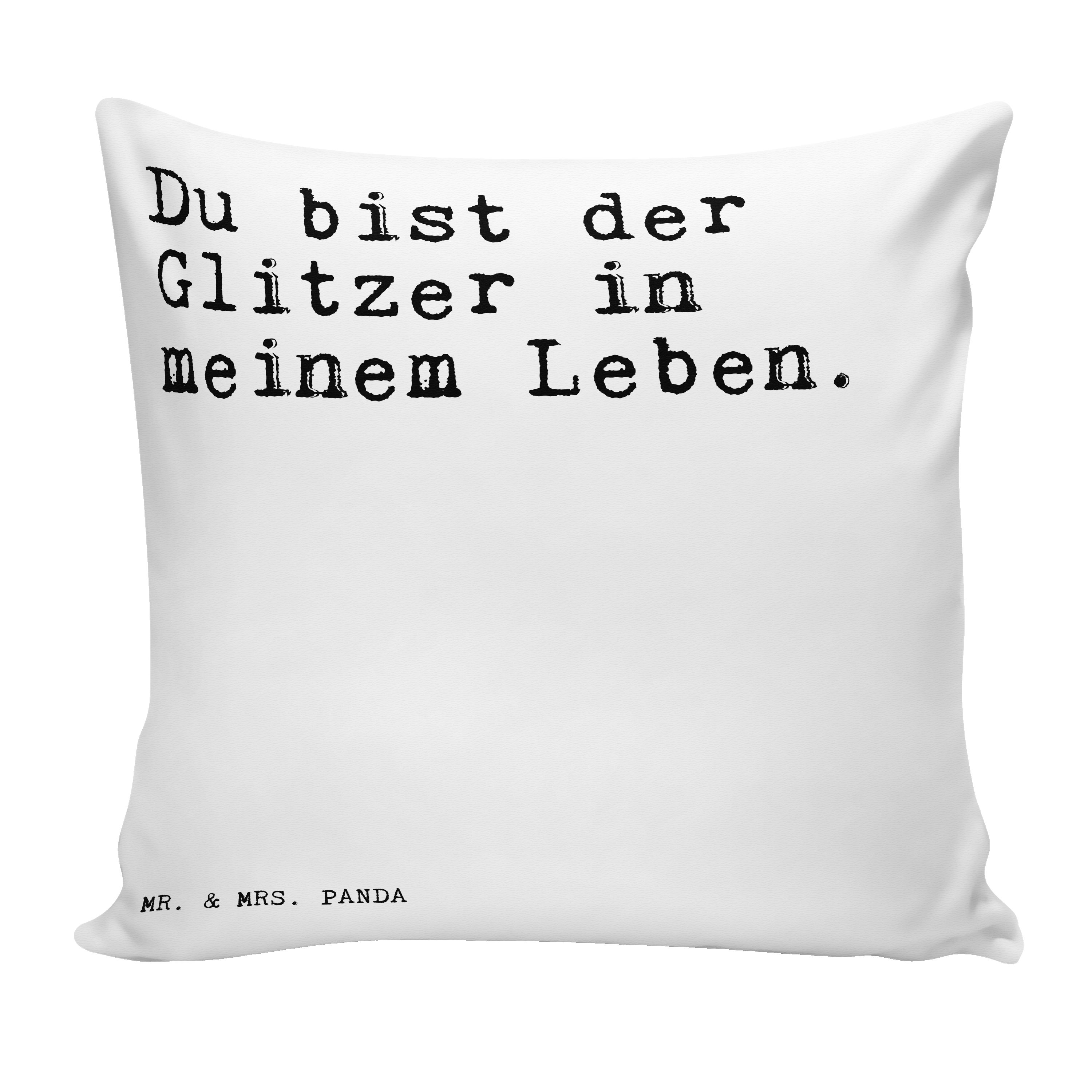 Mr. Mrs. Geschenk, Dekokissen Glitzer... Fam - - Du Lieblingsmensch, Panda bist & Spruch Weiß der