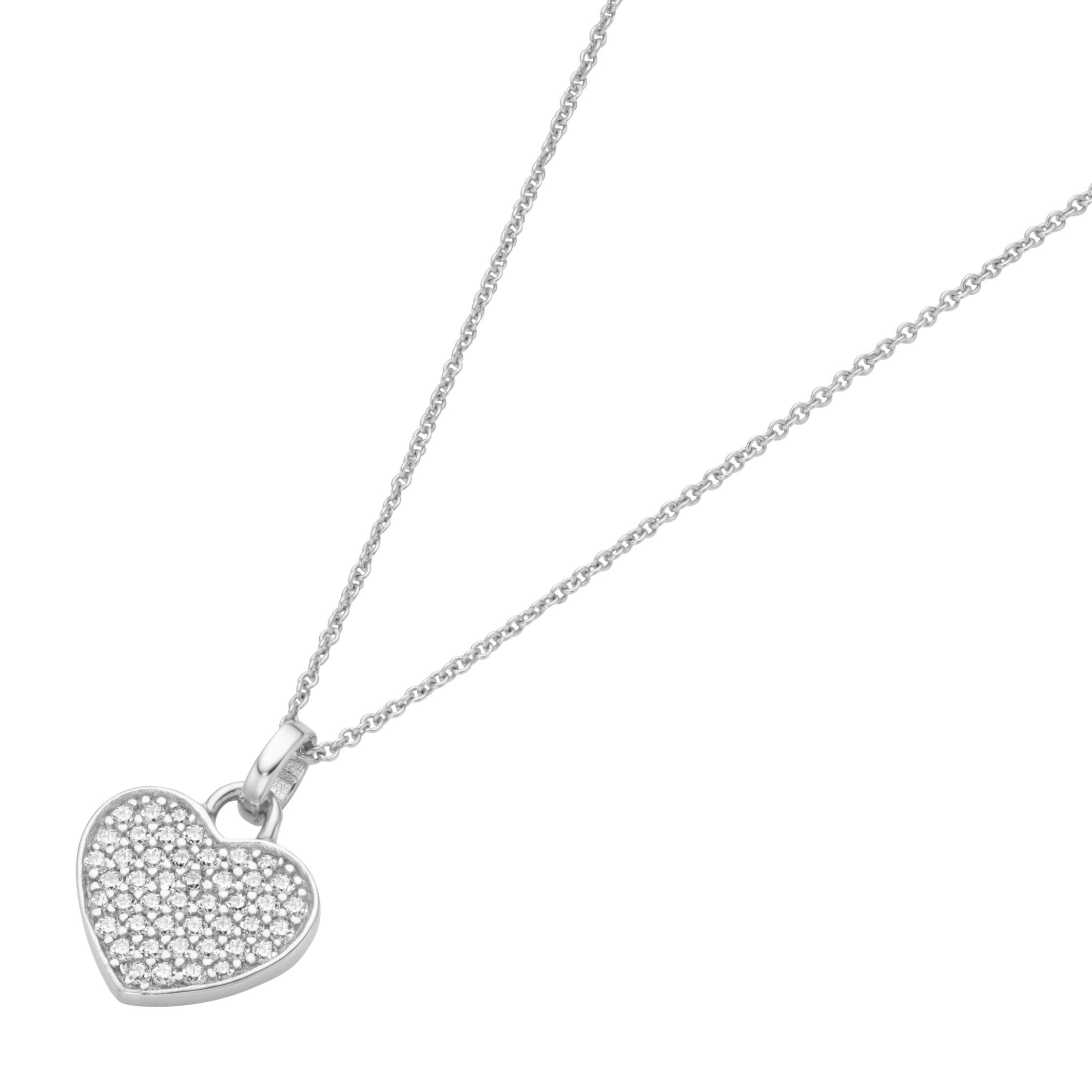 Herzkette Herz mit Zirkonia, Silber 925