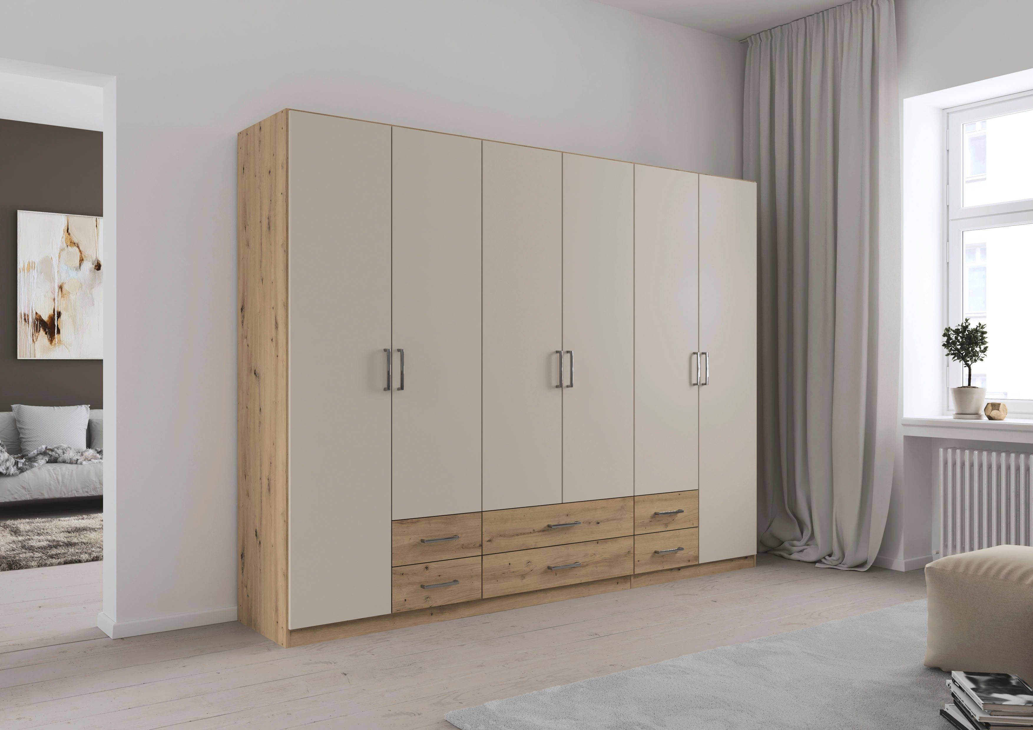 rauch Drehtürenschrank Kleiderschrank Garderobe GAMMA Breiten 271 cm (in 3 Ausstattungen BASIC/CLASSIC/PREMIUM (inkl. SOFT-CLOSE-Funktion) mit Schubladen, verschiedene Griff-Varianten TOPSELLER MADE IN GERMANY