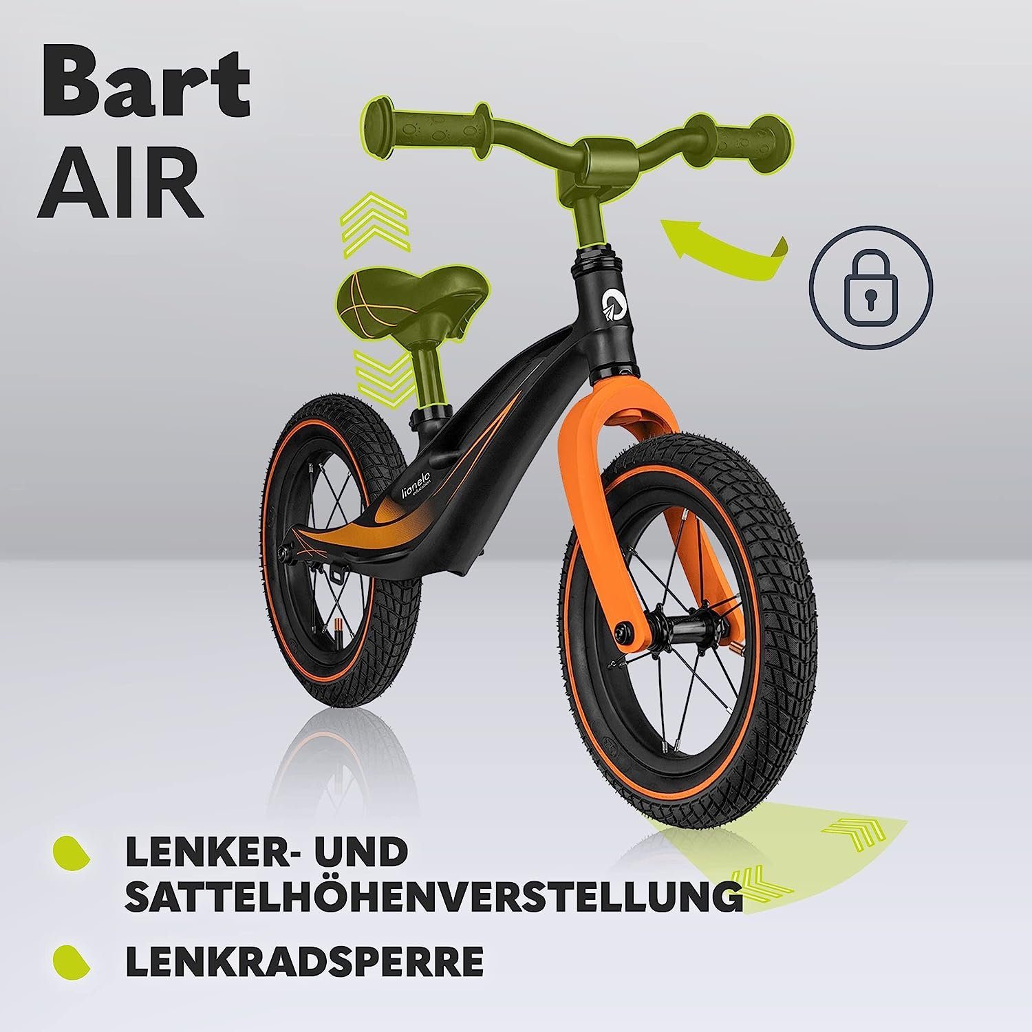 lionelo Fahrrad-Laufrad Bart Air (Set, Geländerad, Schlüssel, Lenkerabdeckung, Benutzerhandbuch), bis zu 30 kg Magnesiumrahmen 12 Zoll Räder – Bild 4 von 5