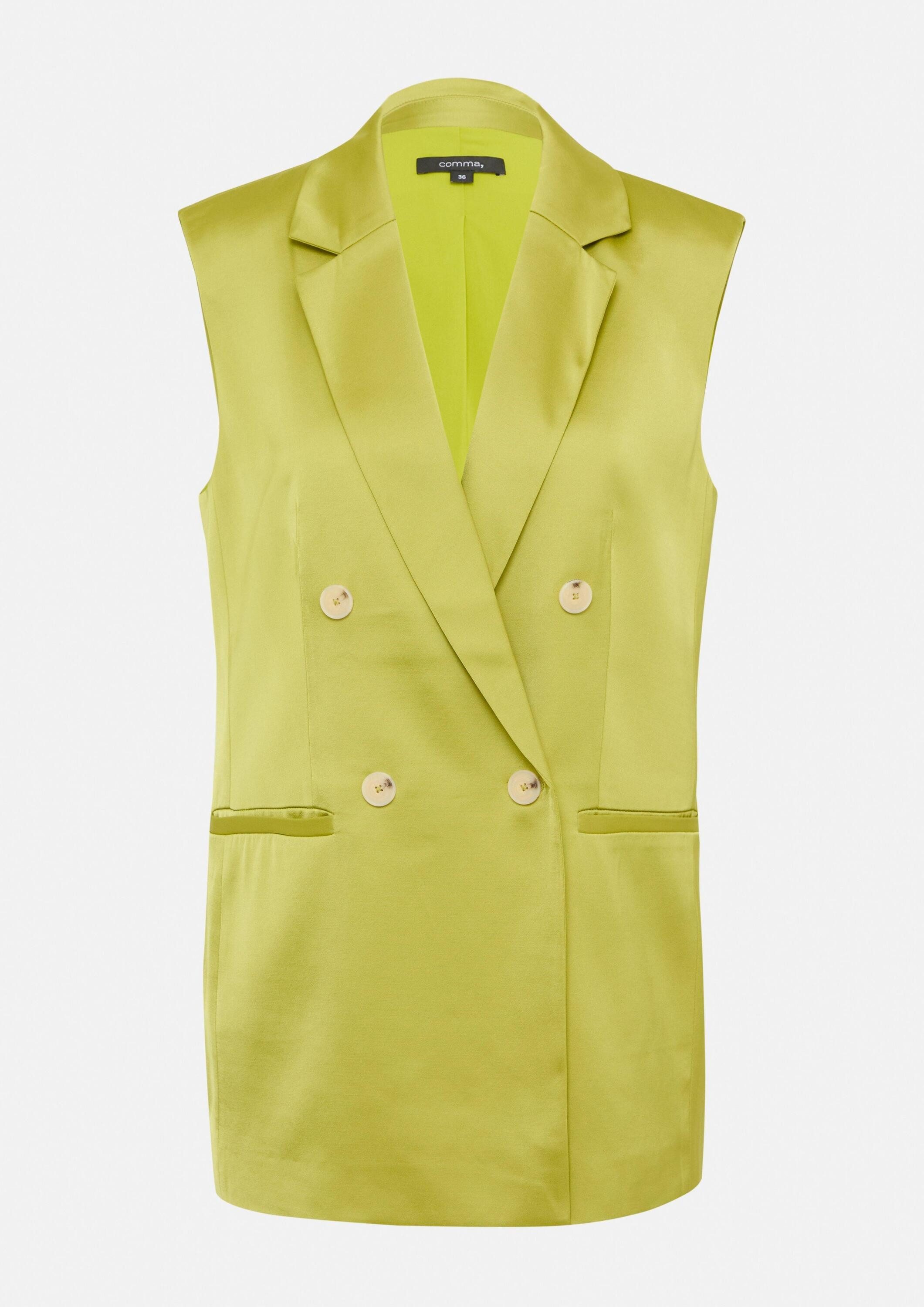 comma Jackenblazer Indoor-Weste Lange Weste aus fließendem Satin