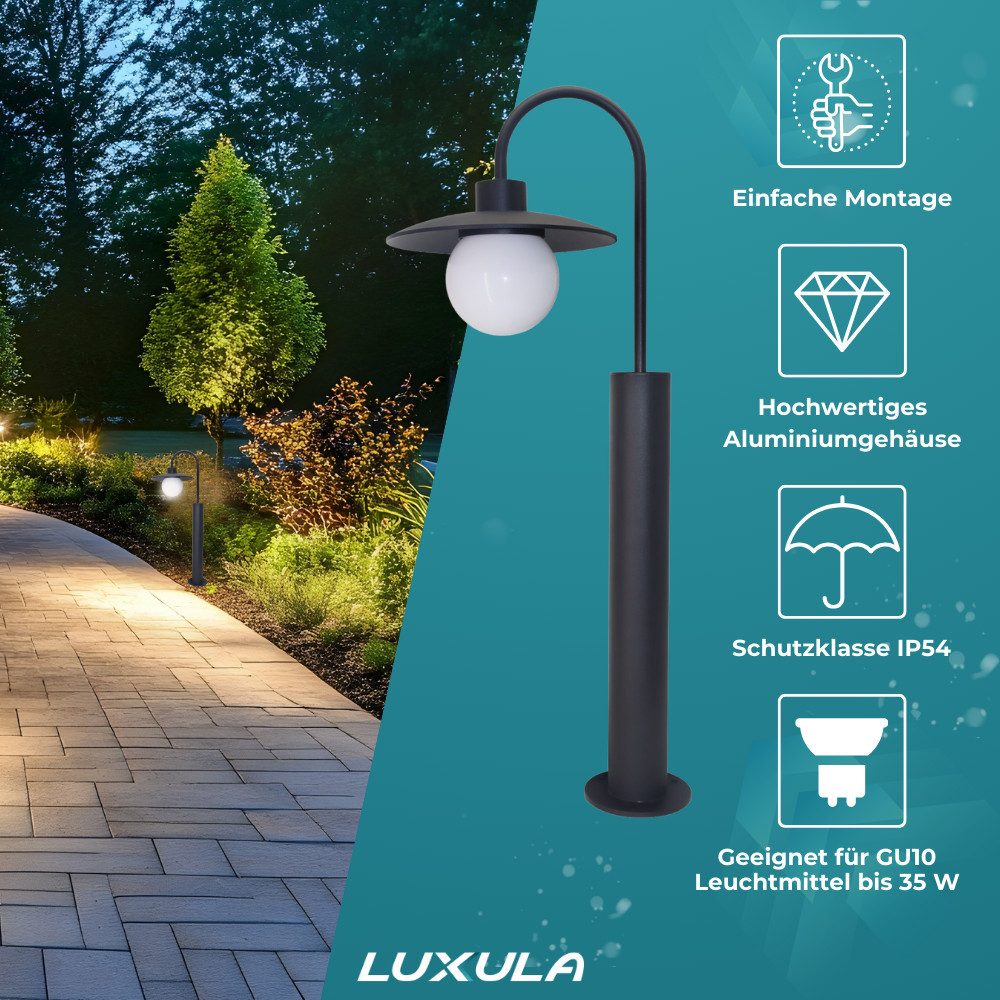 LUXULA LED Pollerleuchte LUXULA LED Wegeleuchte 10 W schwarz