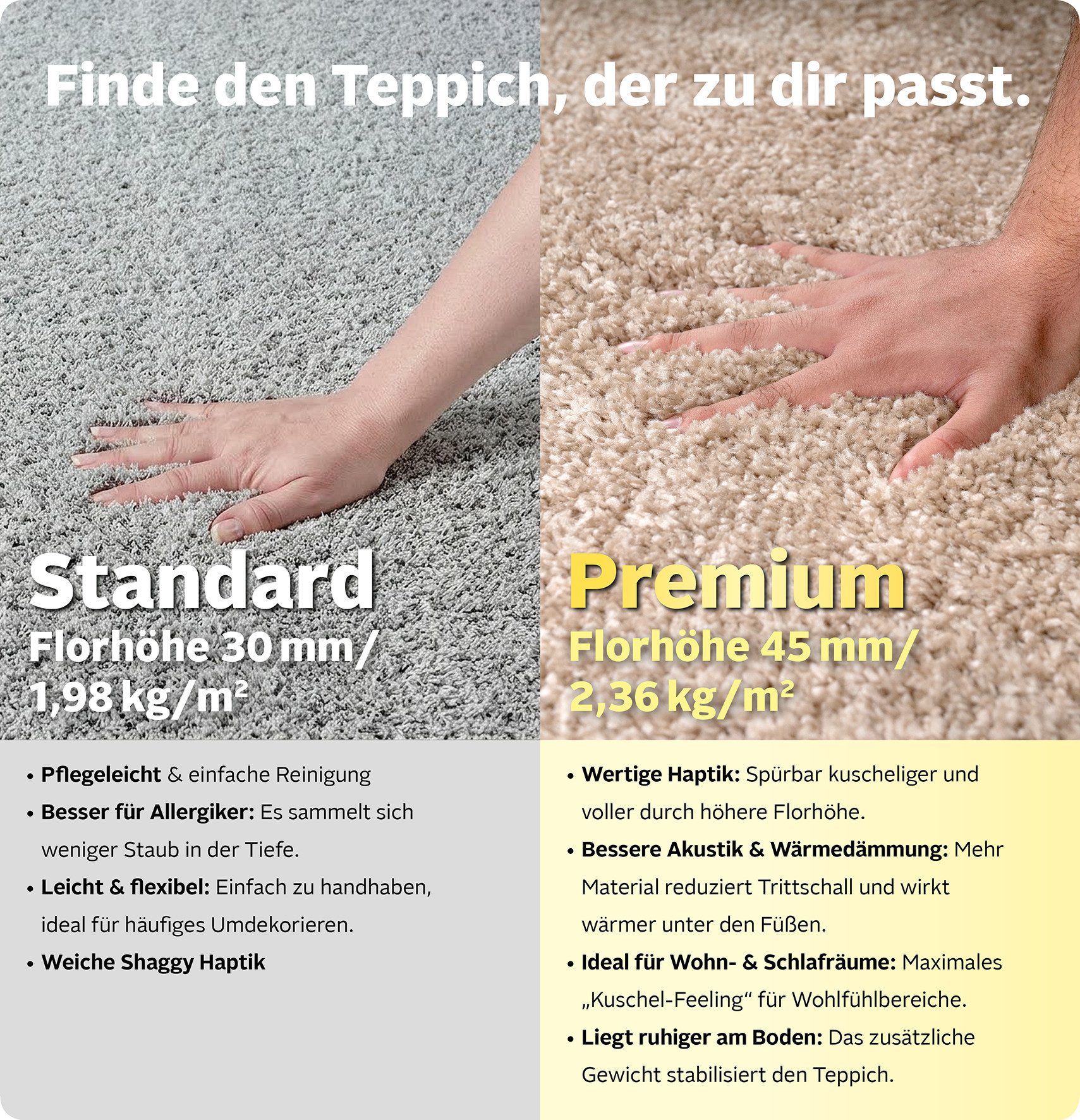 OTTO home Hochflor-Teppich Viva Shaggy, in Standard- und Premium-Qualität, 30 mm oder 45 mm Höhe, rechteckig, Uni Farben, einfarbig, besonders weich und kuschelig, Kundenliebling
