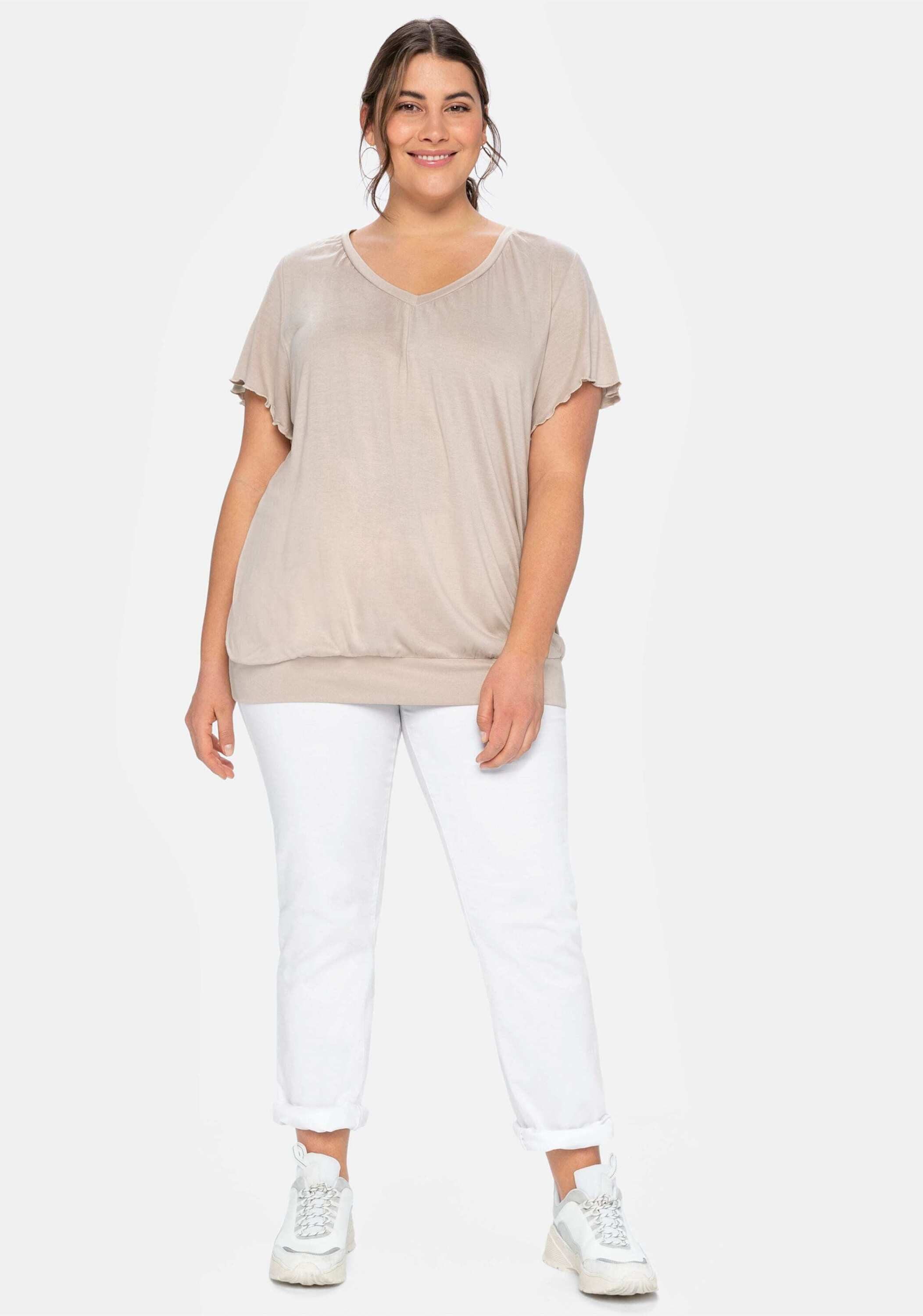 Sheego T-Shirt T-Shirt Kurzarm mit Flügelärmeln
