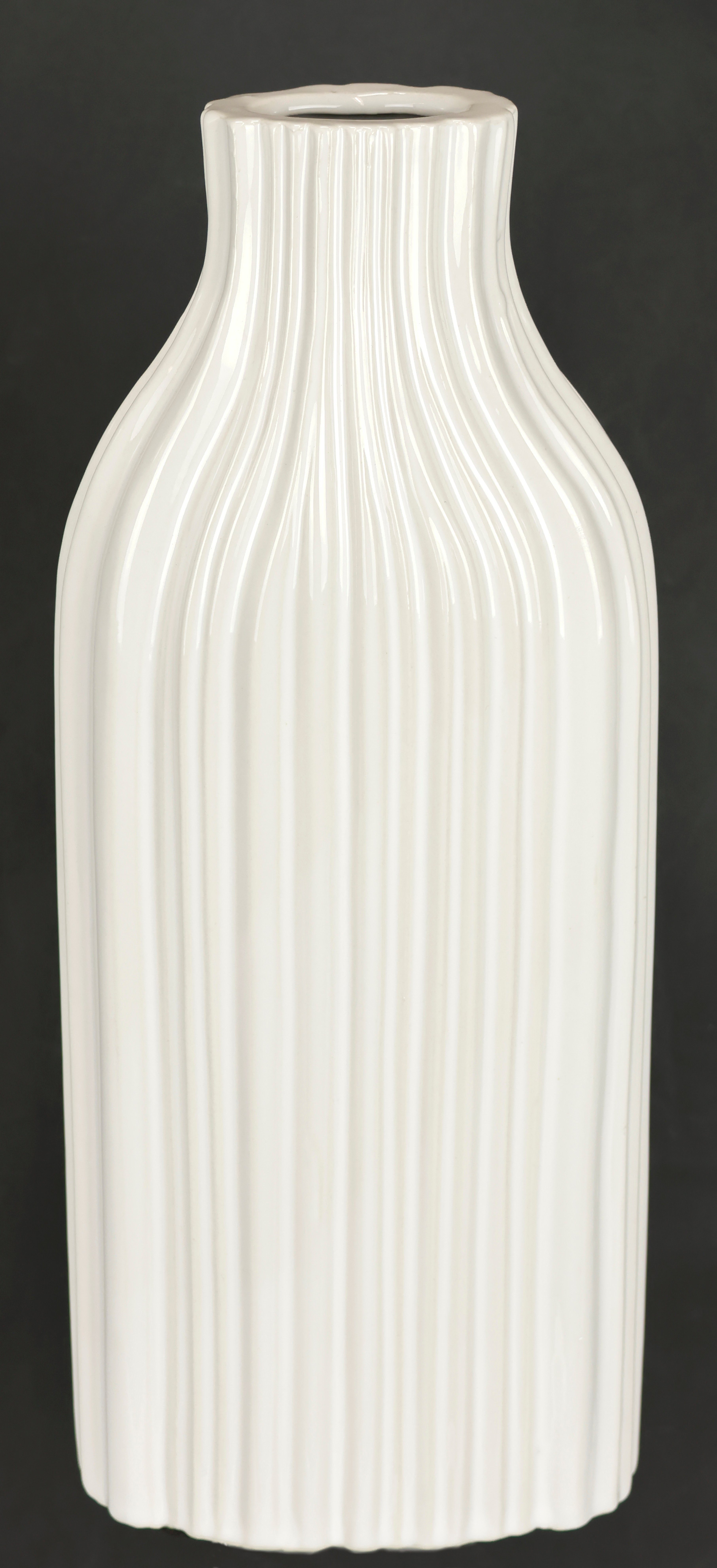 I.GE.A. Dekovase Blumenvase aus Keramik, geriffelt, bauchig, glänzend, Keramikvase (1 St), Deko-Vase für Blumen, Pampasgras, Trocken- oder Kunstblumen u. Zweige