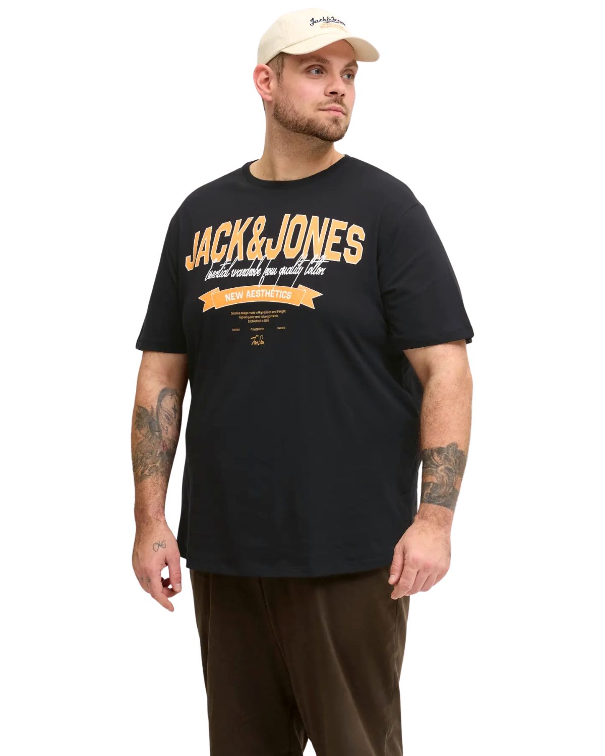 Jack & Jones PlusSize Print-Shirt (Spar-Set, 3er-Pack) aus Bio-Baumwolle, mit Pigmentprint