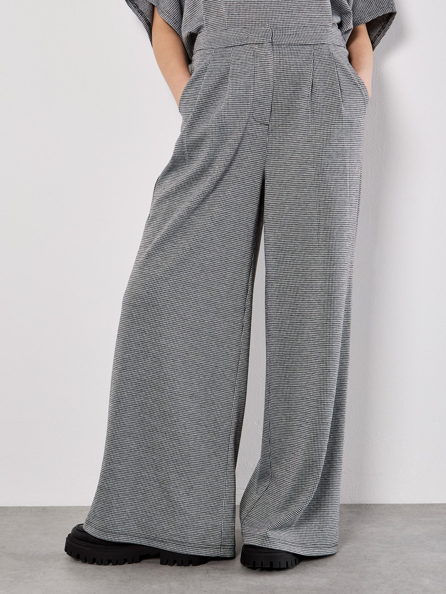 Apricot Stoffhose Wide Leg Hose im Hahnentritt-Design günstig online kaufen
