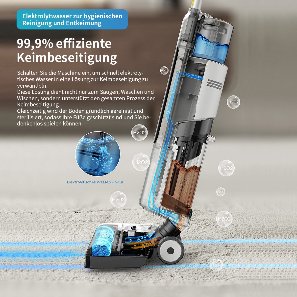 redroad Nass-Trocken-Akkusauger 2026 Nass Trockensauger 18000Pa nasssauger mit Elektrolyse Technologie, 250 W, Elektrolyse-Technologie – kraftvolle Reinigung ohne Chemikalien