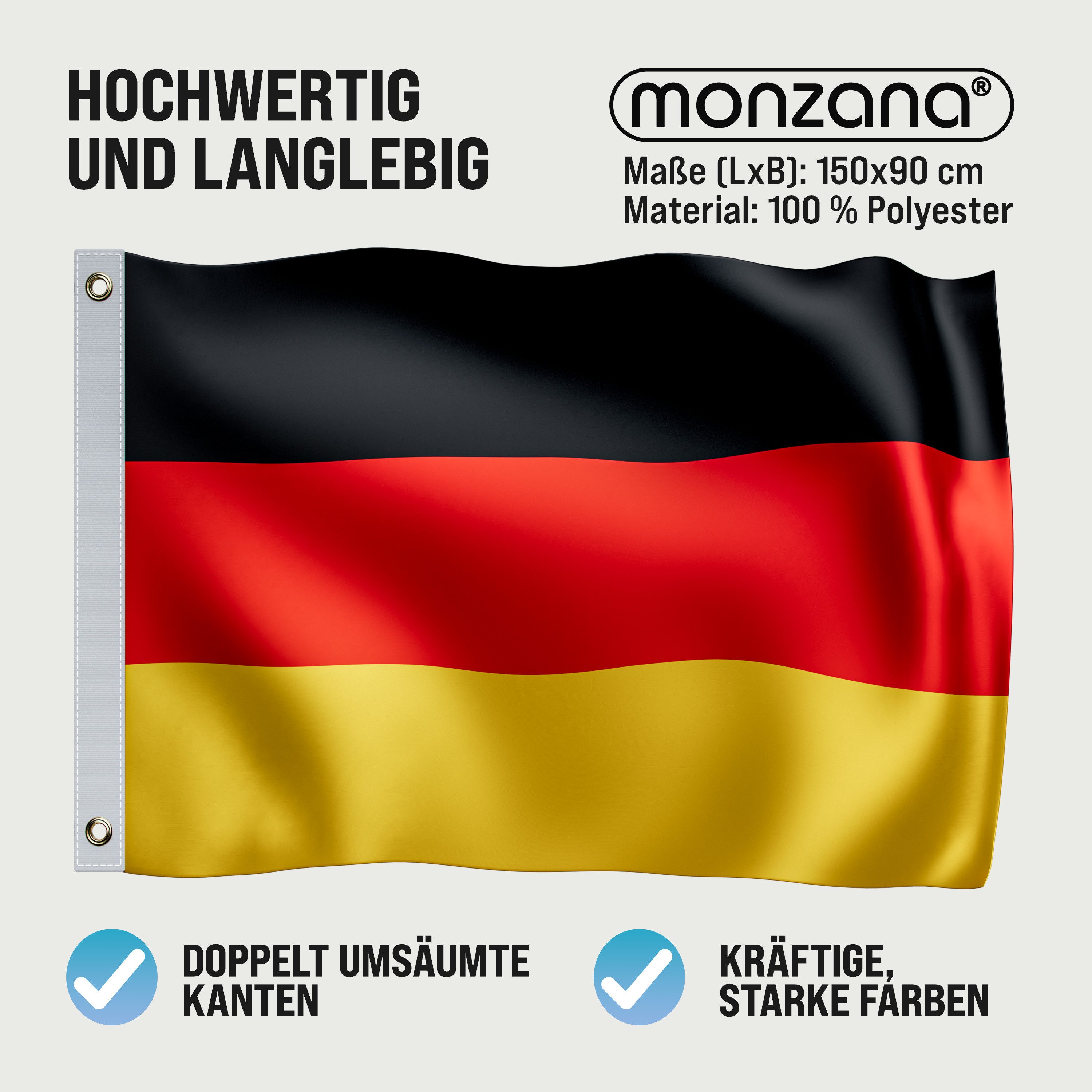 monzana Fahne, Flagge 150x90cm Metallösen strapazierfähig Fahne 100% Polyester