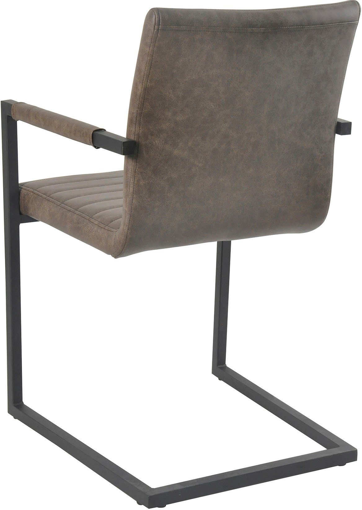 SalesFever Freischwinger Rücken- Armlehnstuhl mit dunkelbraun St), und Quersteppung (Set, 2 Sitzbereich, auf