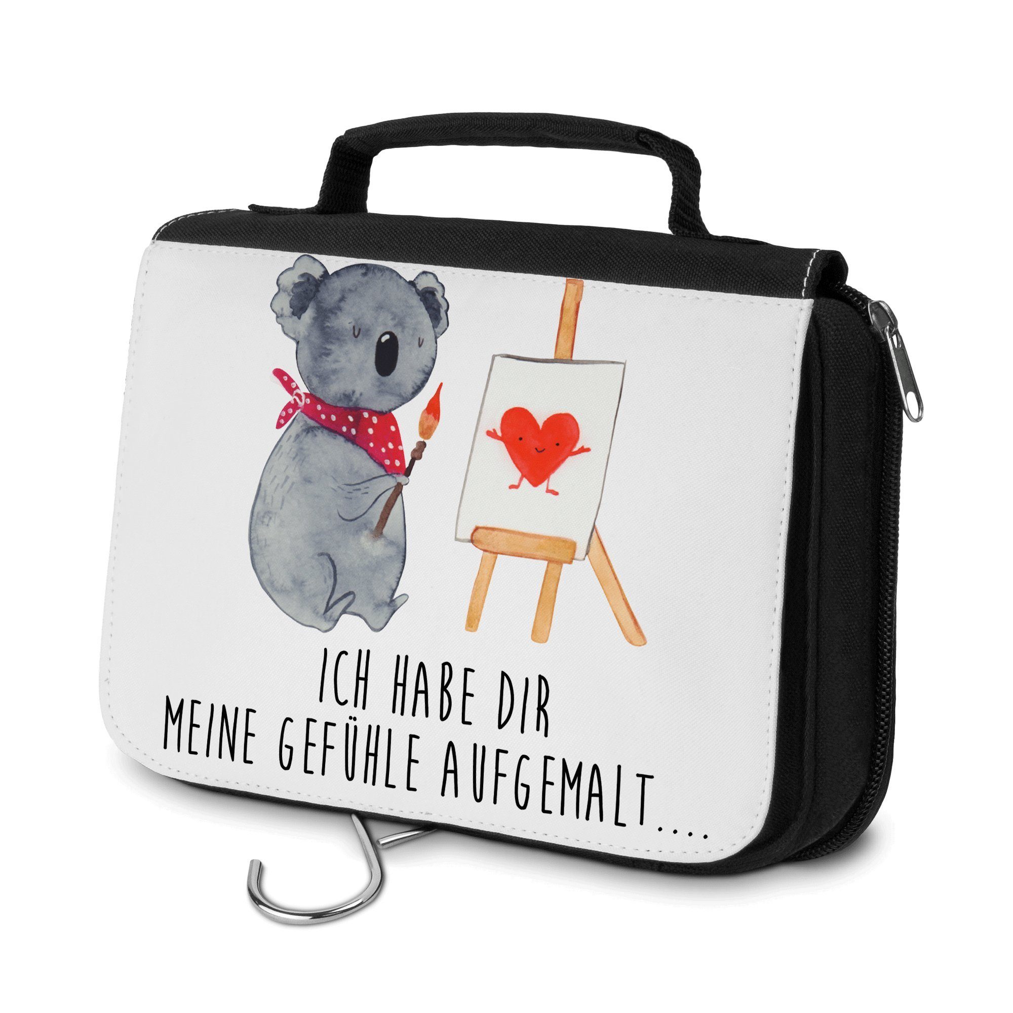 Mr. & Mrs. Panda Kulturbeutel Koala Künstler - Weiß - Geschenk, Schminkutensil, Zum Aufhängen, Wasc (1-tlg)