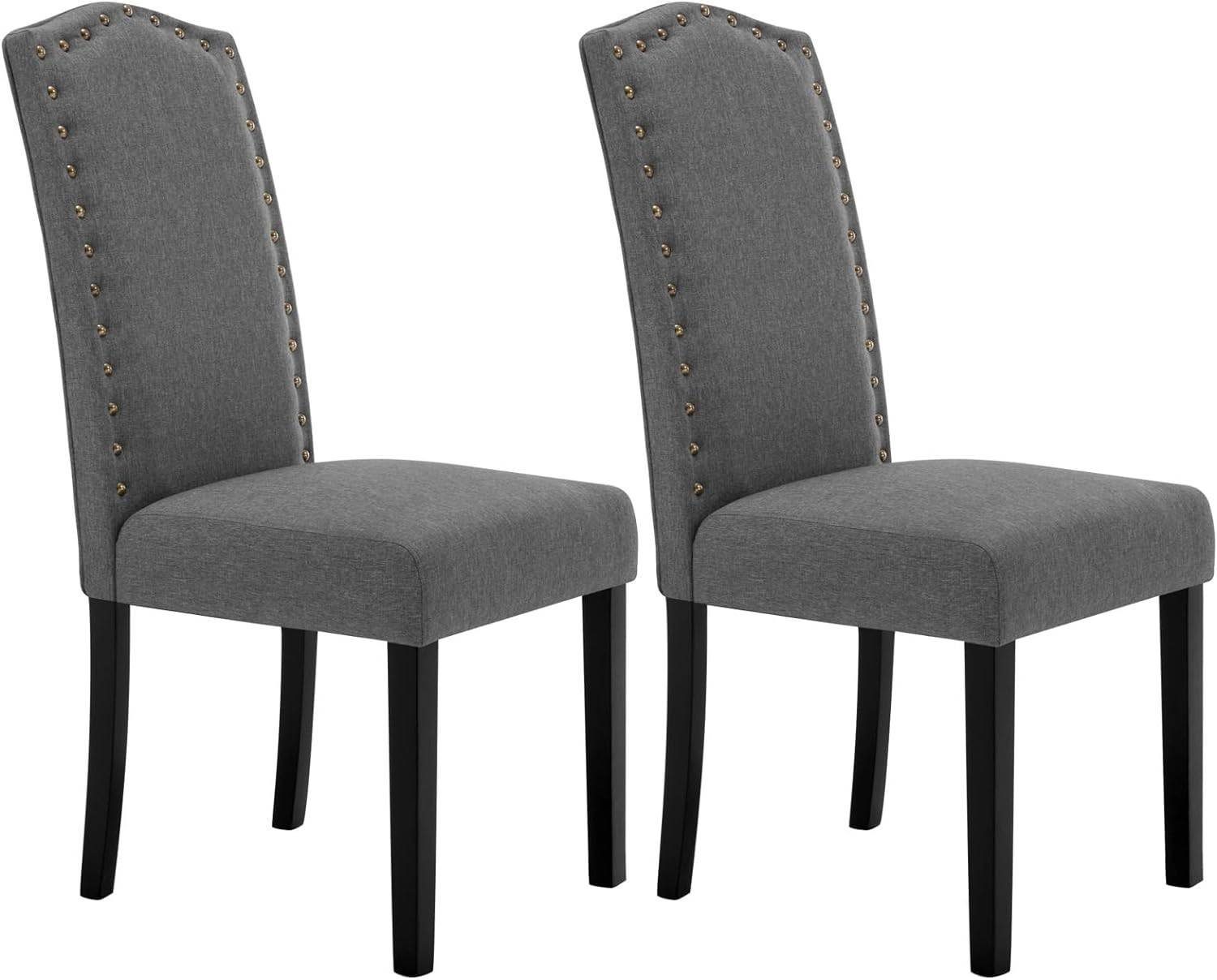 Woltu 4-Fußstuhl (Set, 2 St), Esszimmerstühle mit Rückenlehne, Leinenbezug