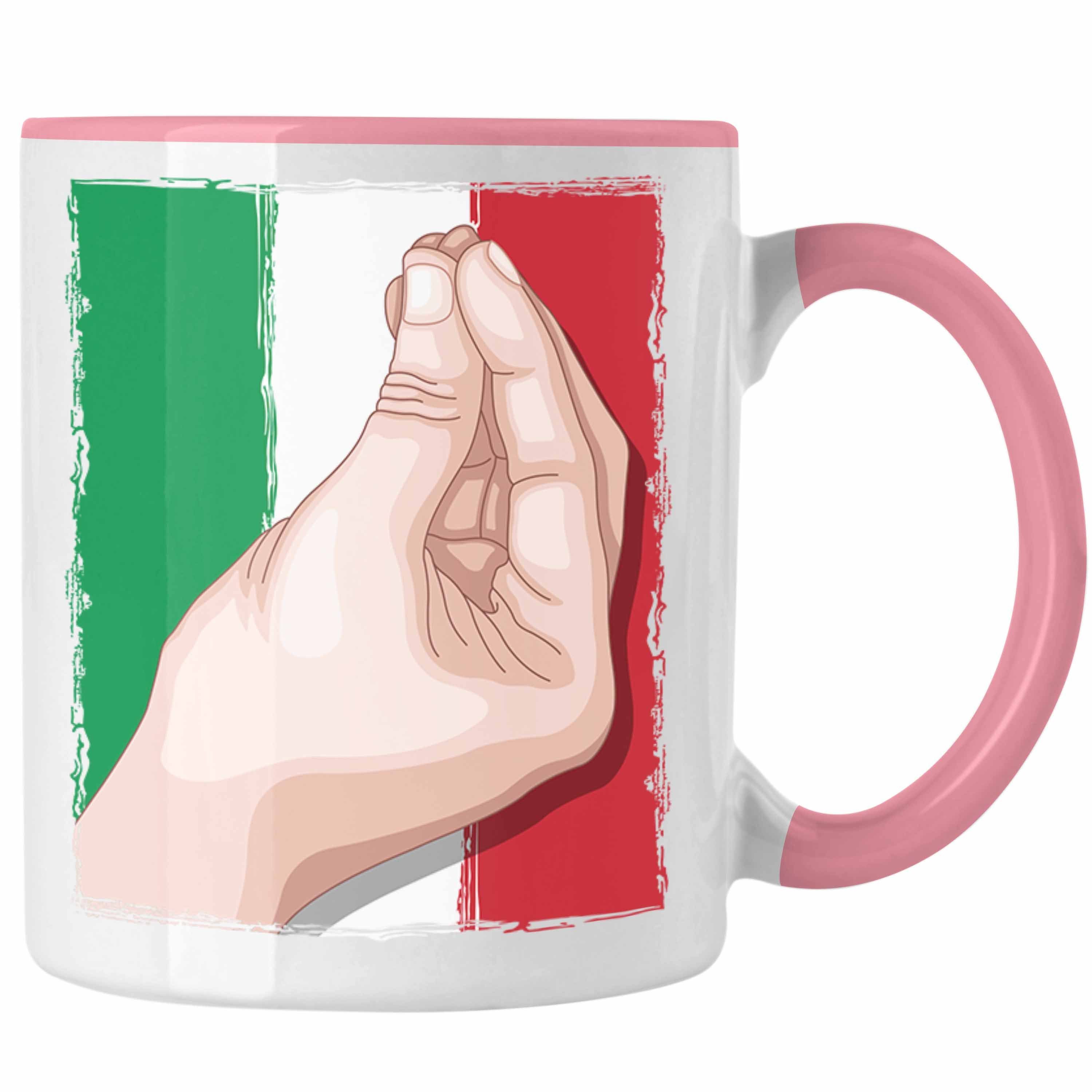 für Flagge Rosa Italien-Liebhaber Tasse Italien Geschenk Trendation Handbewegung Tasse