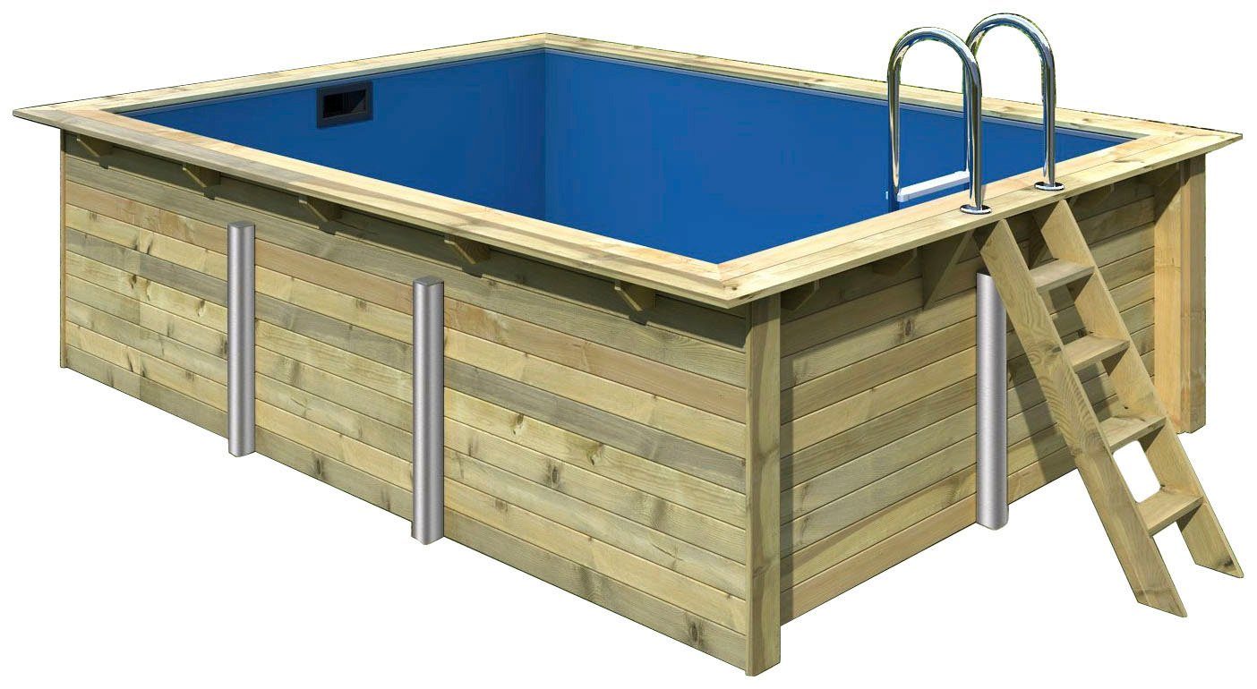 Karibu Rechteckpool Holzpool Roma BxLxH: 353x400x124 cm (Set, 6-tlg), 44 mm kesseldruckimprägniertes Fichtenholz