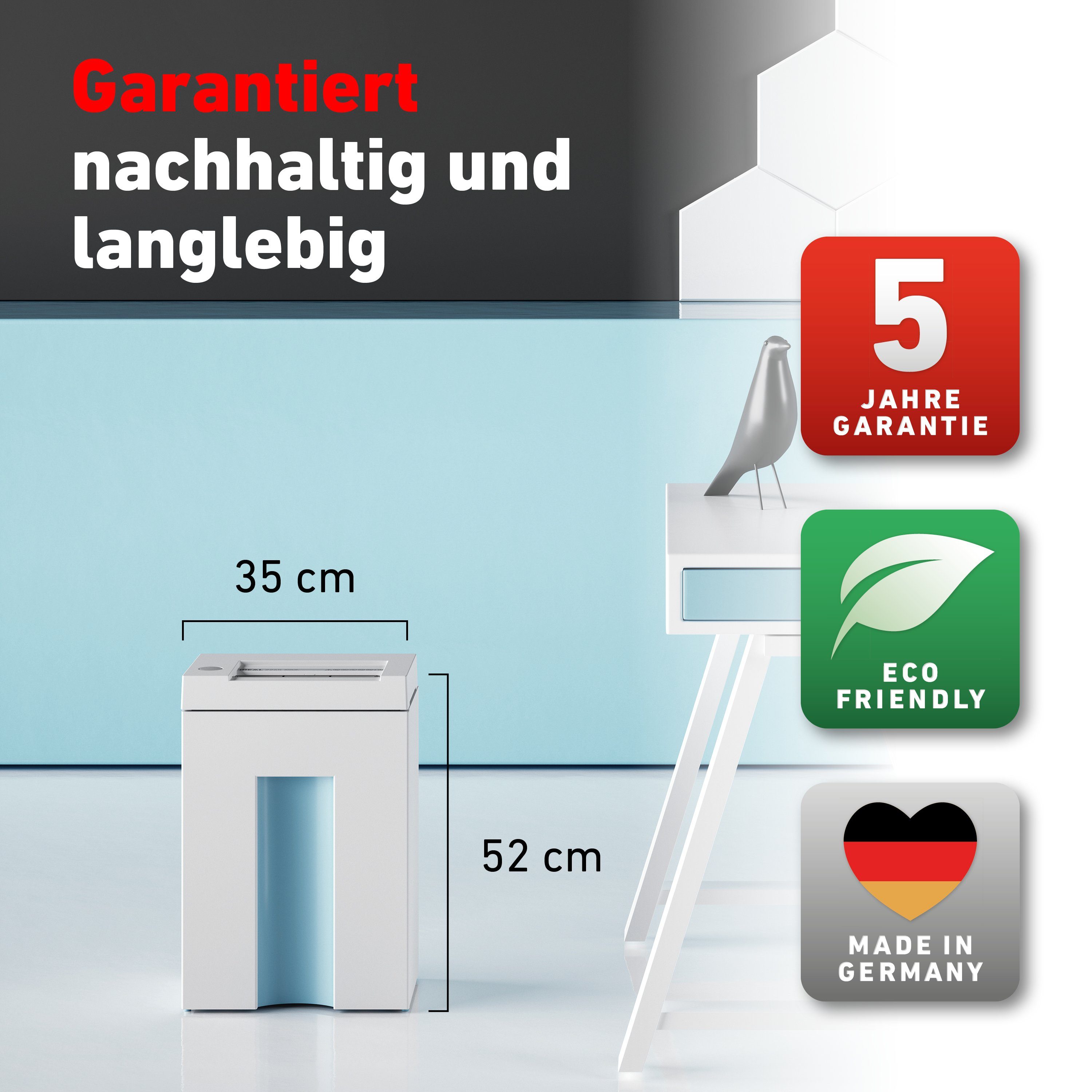 IDEAL Aktenvernichter 2265 CC Partikelschnitt 2 x 15 mm, Made in Germany, P-5, 20 Liter, 5 Jahre Herstellergarantie