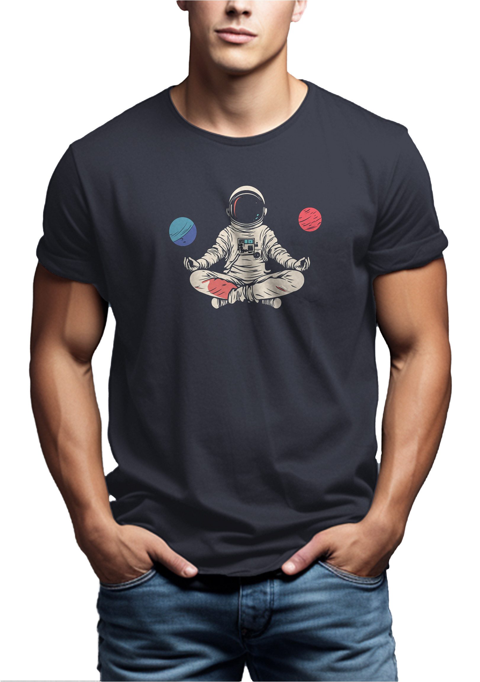 MAKAYA T-Shirt mit Aufdruck Astronaut Herren günstig online kaufen