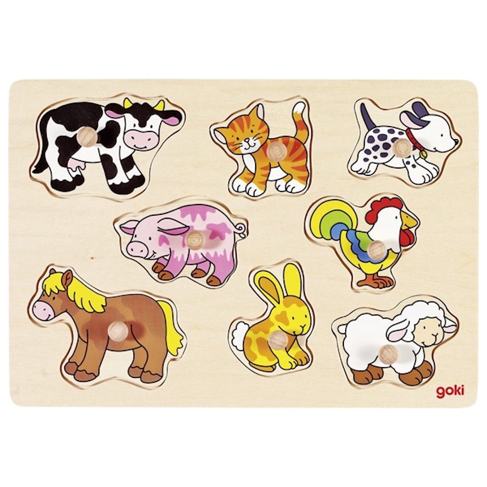 goki Steckpuzzle Holz-Steckpuzzle Bauernhof 8 Teile, günstig online kaufen