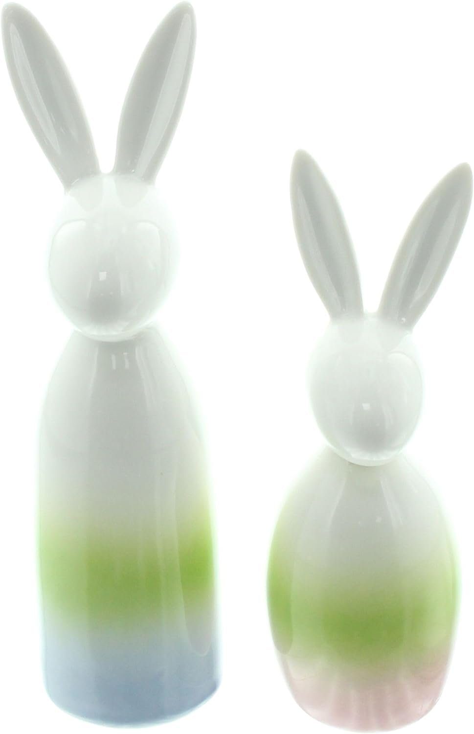 Osterhase Dekofigur Hase "Pastell" aus Porzellan, weiß glänzend, 14 + 17 cm hoch