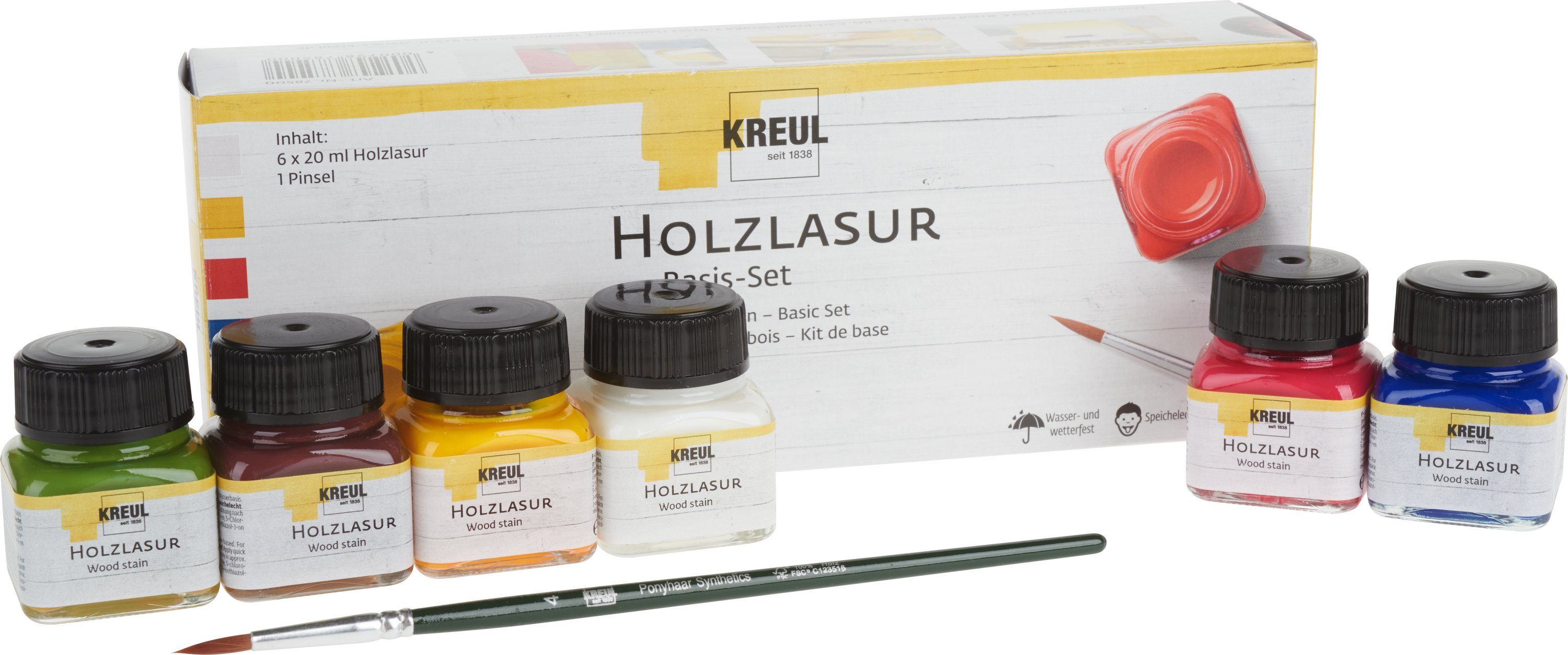 Kreul Holzschutzlasur Holzlasur-Set, 6 Цвета à 20 ml