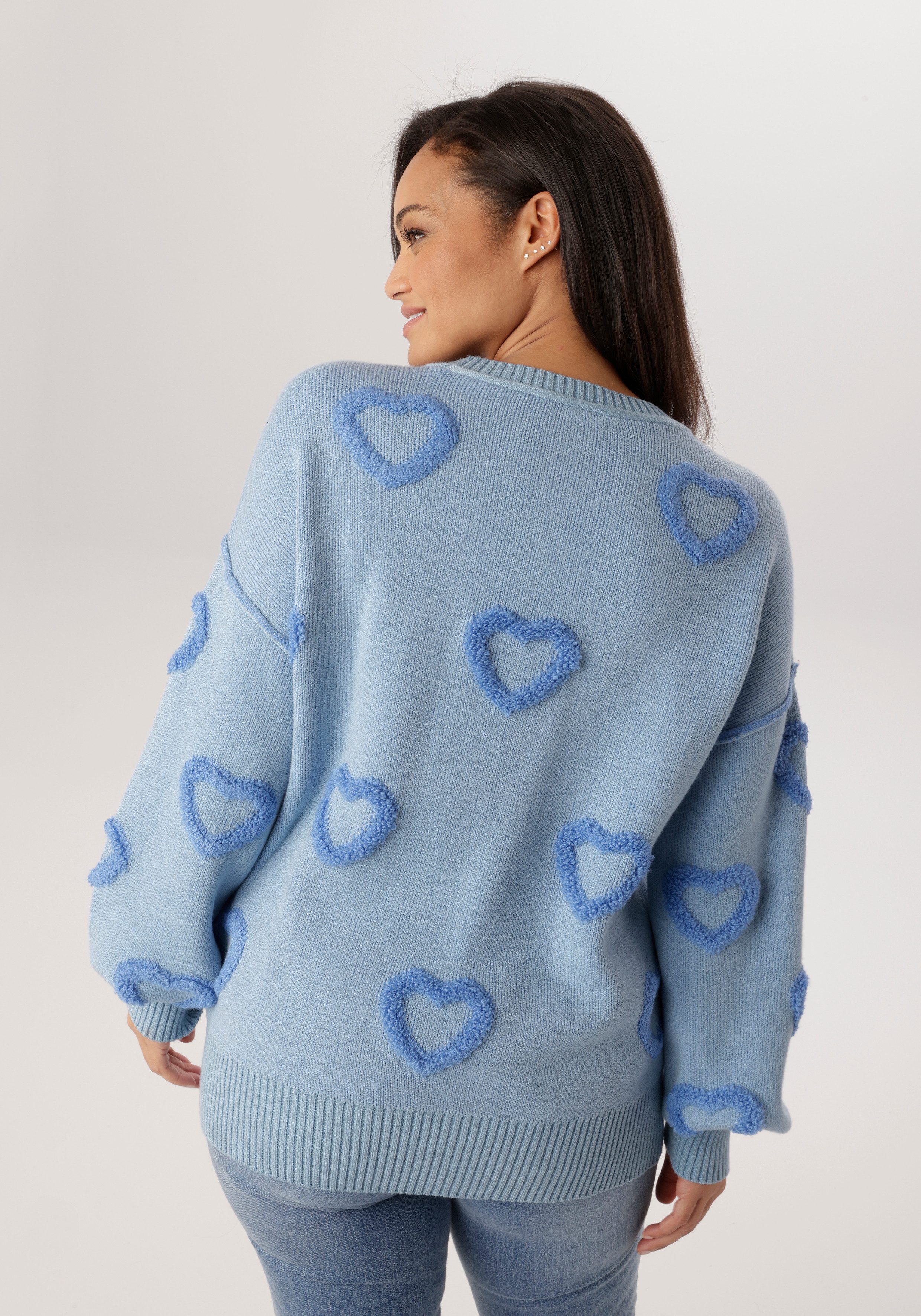 Aniston PLUS Strickpullover mit aufgestrickten Herzen