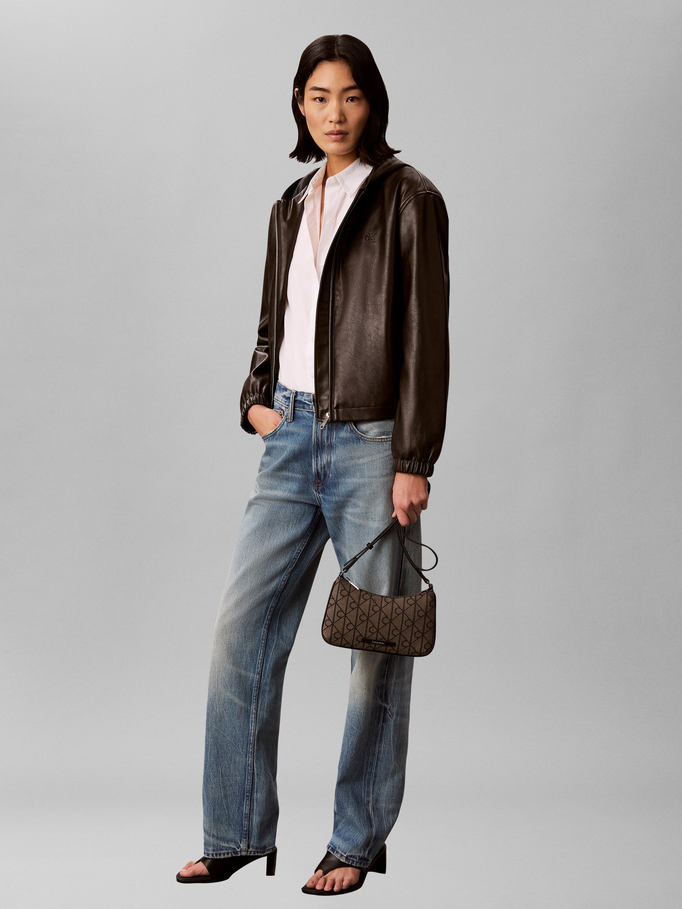Calvin Klein Mini Bag EMBLEM AOP JACQUARD CONV MINI BA, Umhängetasche, kleine Damen Handtasche mit Logo-Musterung