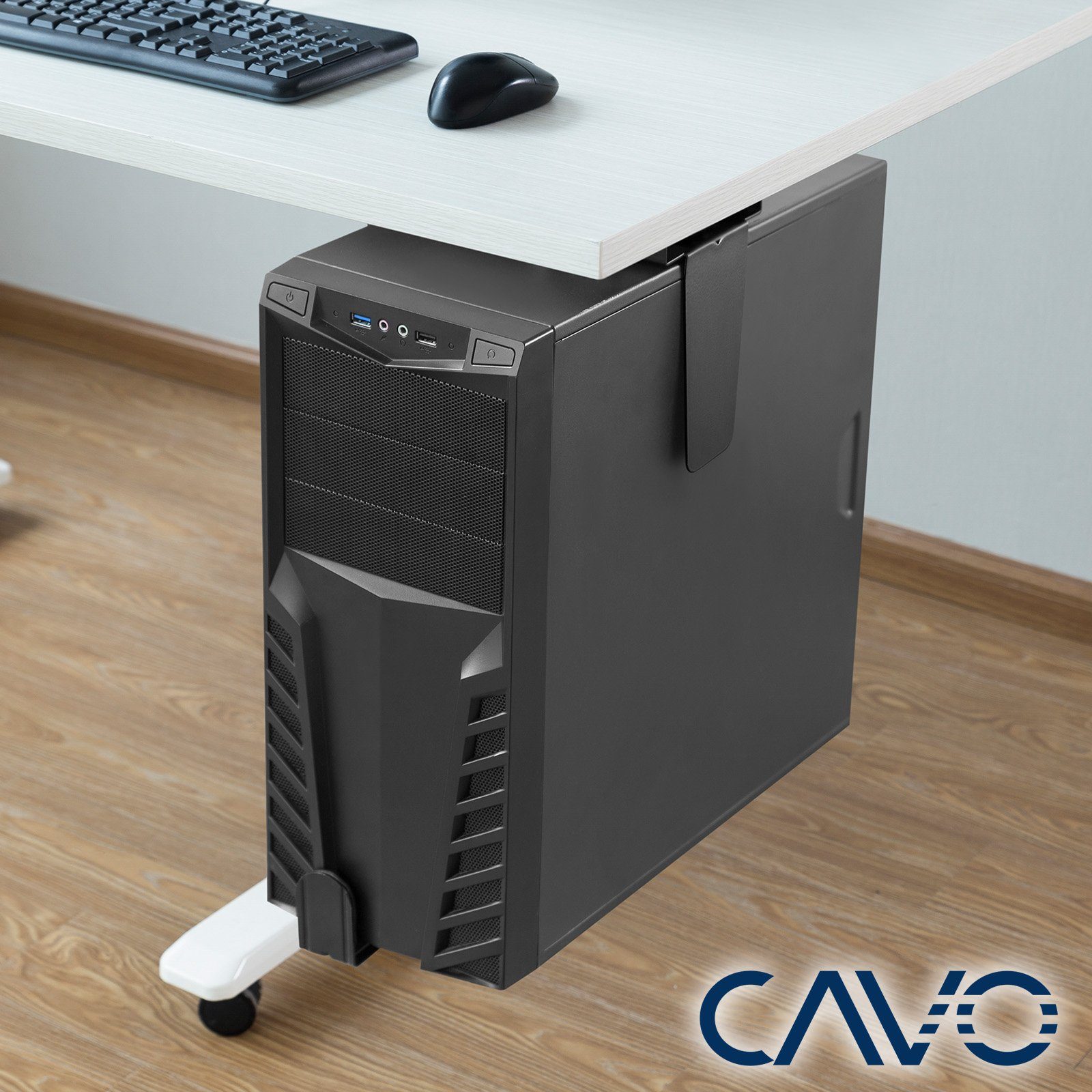 CAVO Halterung Desktop PC-Halterung CH-LOCK-360 drehbar um 360° verstellbar, (mit Diebstahlsicherung, für PC bis 88x516 mm 10 kg, schwarz) – Bild 4 von 5